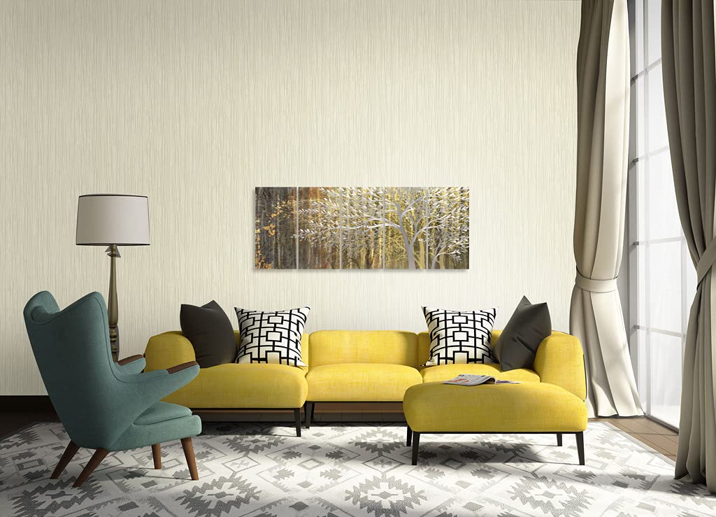 Yihui Arts Gold Metal Wall Art - Handcrafted 3D Tree Design on Aluminum Panel, Modern Forest Picture for Living Room, Bedroom & Kitchen Decor | Perfect for Home, Office & Gift Giving