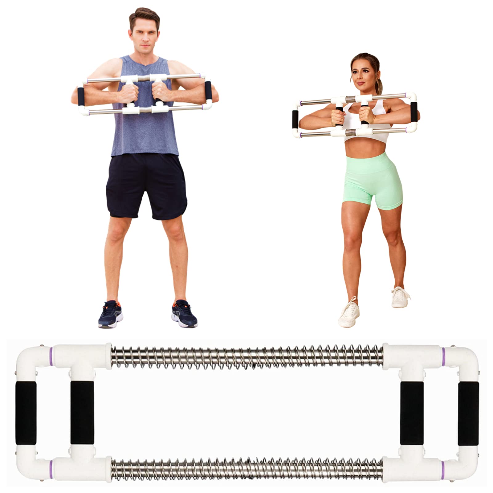GOFITNESS Push Down Bar Machine - Portable Chest Expander & Arm Exerciser with Spring Resistance for Home Gym, Travel & Outdoor Workouts | Perfect for Strength Training, Muscle Toning & Fitness Anywhere