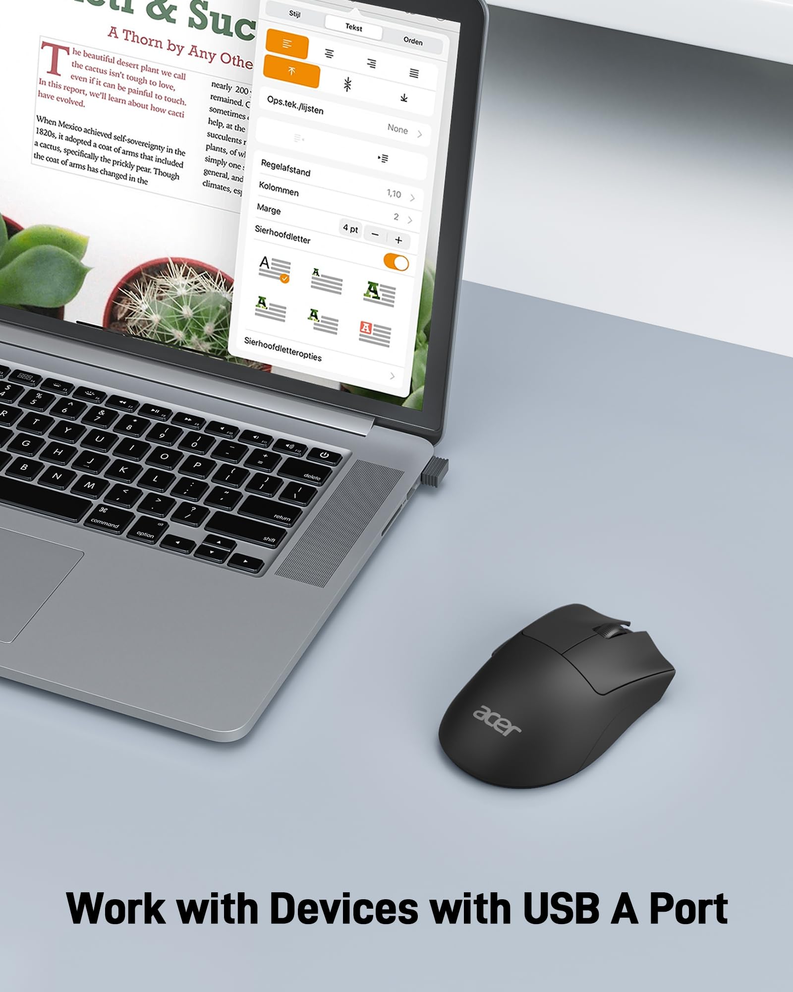 Acer Wireless Mouse 1200 DPI, 2.4GHz USB Receiver, 5-Button Ergonomic Computer Mouse for PC Laptop Desktop - Black | Perfect for Office Work, Gaming & Home Use