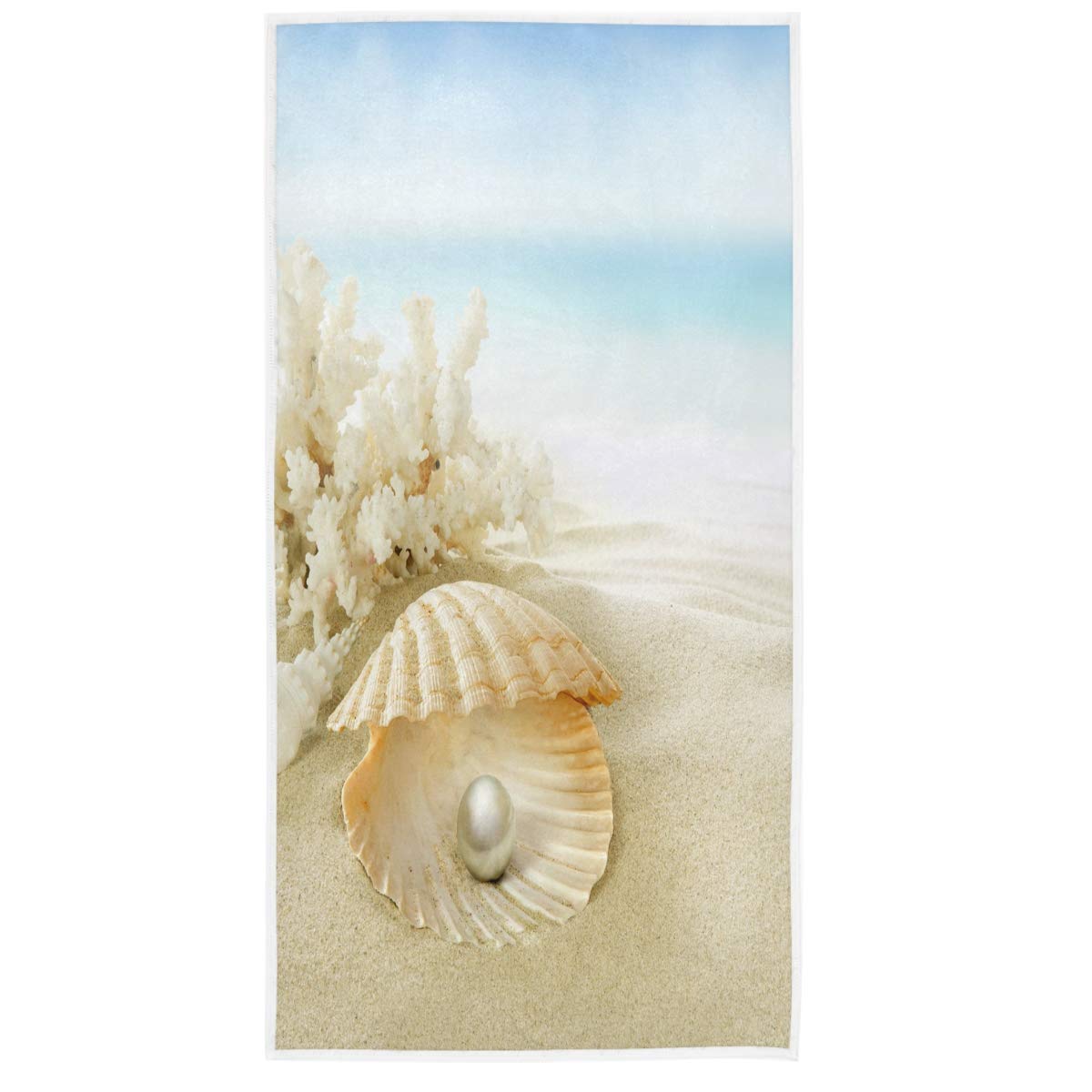 Premium Coral Reef Pearl & Starfish Bath Towels 15x30 Inch - Super Soft & Highly Absorbent Hand, Face & Spa Towels for Bathroom, Beach, Gym & Luxury Spa Use