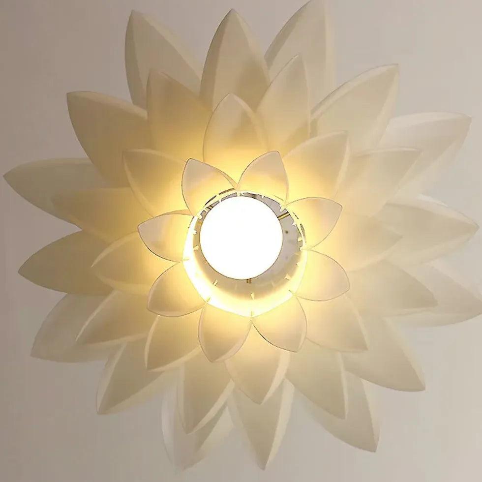 6-Layer Lotus Pendant Light - White Modern Bedroom Ceiling Lamp for Zen Decor, Living Room & Meditation Space