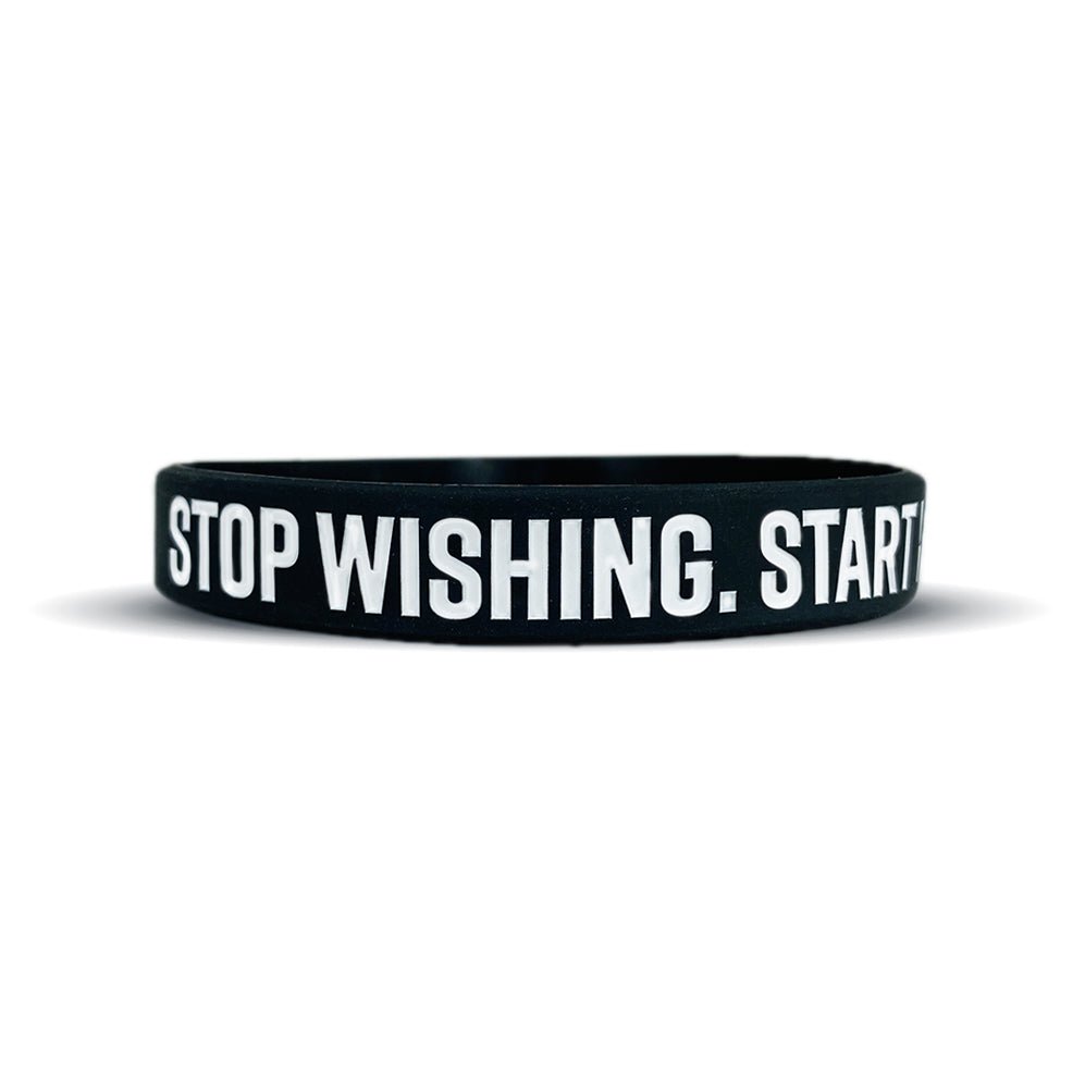 Motivational Workout Wristband - Inspirational Fitness Bracelet for Gym & Running - Stop Wishing Start Working - Perfect for Weight Loss & Bodybuilding Motivation