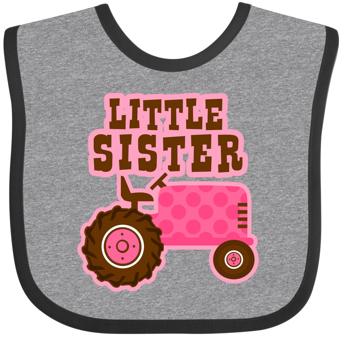 Inktastic Pink Tractor Little Sister Baby Bib - Cute & Durable Drool Bib for Infants & Toddlers - Perfect for Feeding, Playtime & Photo Shoots