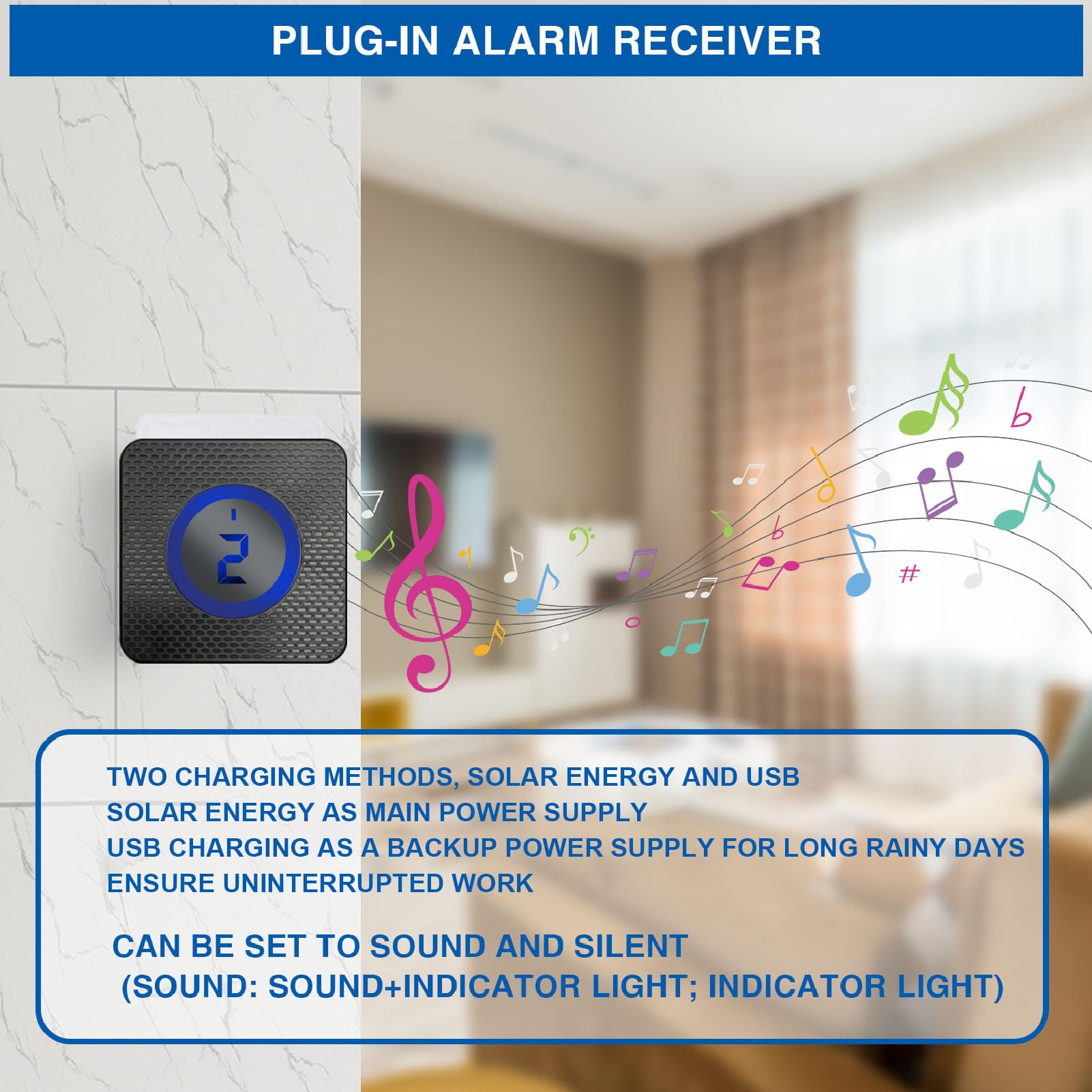 Long Range Solar Wireless Driveway Alarm System - Weatherproof Outdoor Motion Detector with 129dB Siren & LED Alert - Home Security for Yard, Garage, Farm & Property Protection (Ideal for Driveways, Backyards & Perimeter Security)