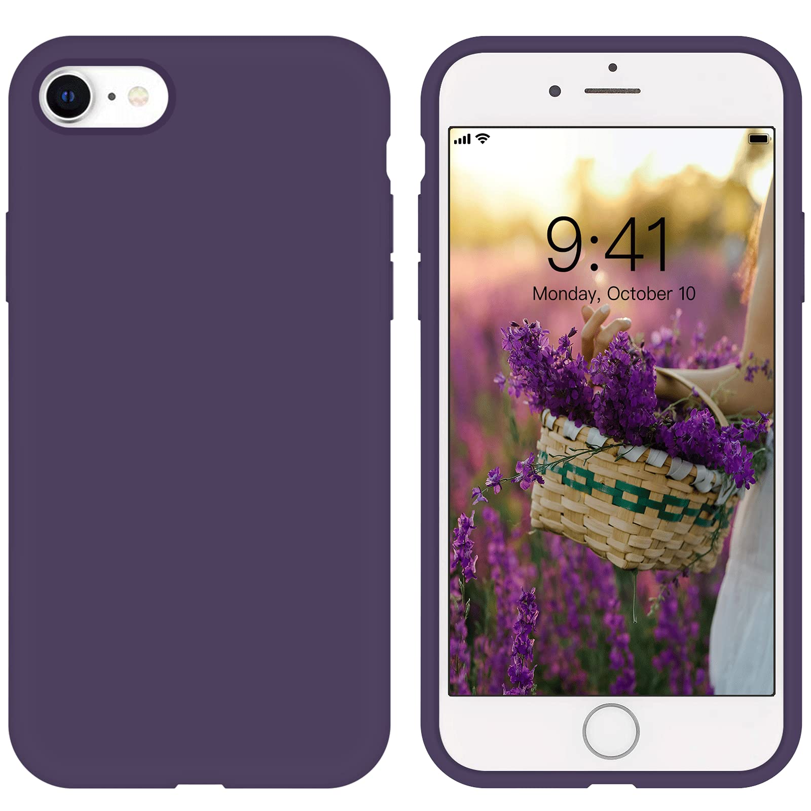 ZVastt Liquid Silicone iPhone Case for iPhone 8/7/SE (2020/2022) - Soft Gel Rubber, Anti-Scratch, Shockproof Protection with Microfiber Lining (Amethyst Purple) - Perfect for Everyday Use, Work & Travel