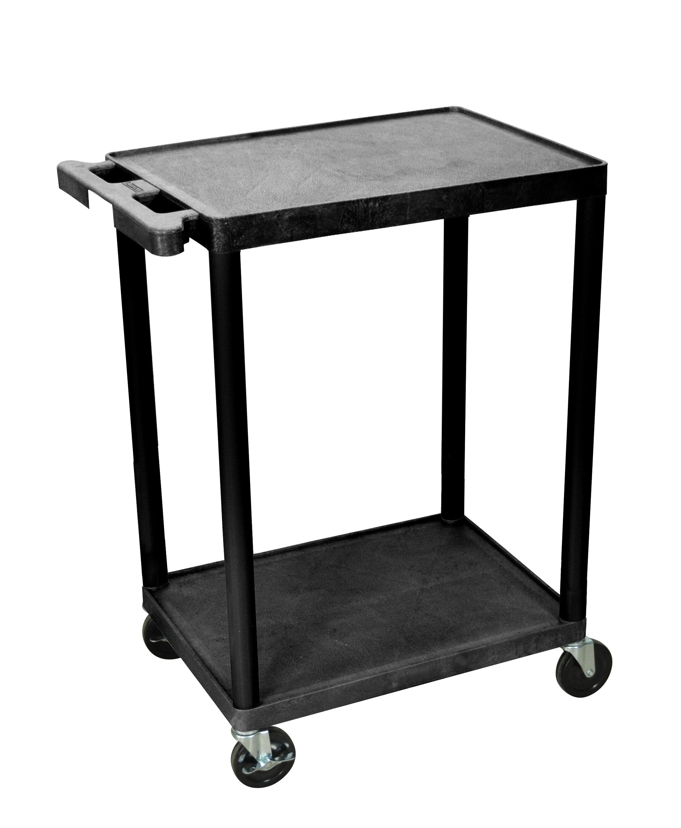 Black Luxor 2-Tier Rolling Utility Cart - Mobile Storage Solution for Kitchen, Office, or Bathroom Organization