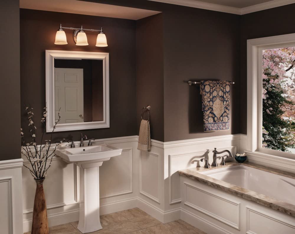 Progress Lighting P3029-74 Victorian Style 3-Light Bathroom Vanity Light Fixture in Venetian Bronze - Perfect for Bathroom, Powder Room, and Dressing Area Lighting