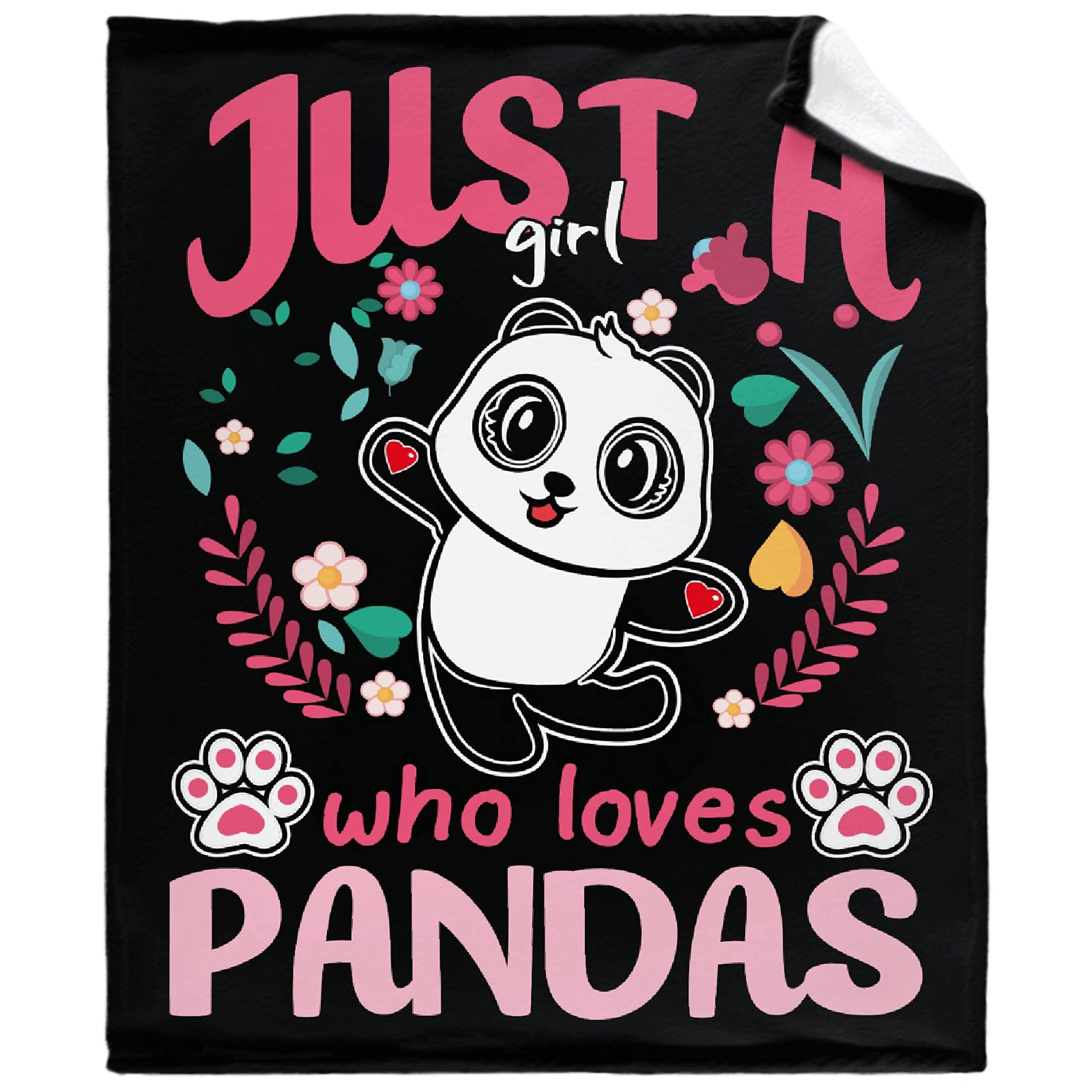 Just Girl Loves Pandas Blanket - Ultra Soft Flannel Throw Blanket, Lightweight Cozy Quilt for Bed, Sofa & Couch - Extra Large 120x90 Inches - Perfect Gift for Women, Girls & Family - Ideal for Snuggling, Lounging & Home Decor