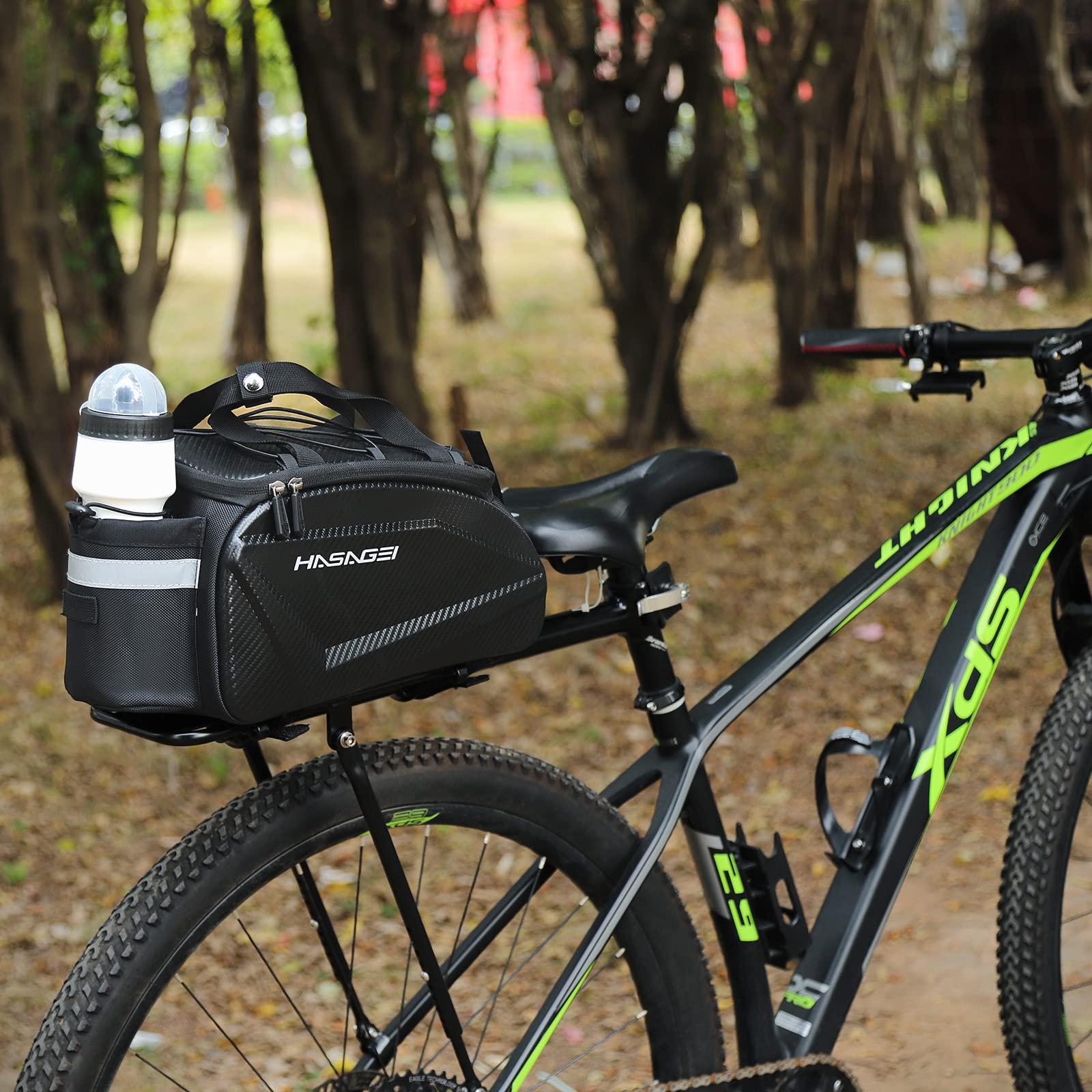 **Waterproof Bike Pannier Bag - 9L Large Capacity Bicycle Rack Bag with Rain Cover, Portable Strap & Tool-Free Installation - Durable Cycling Storage for Commuting, Travel & Outdoor Adventures**