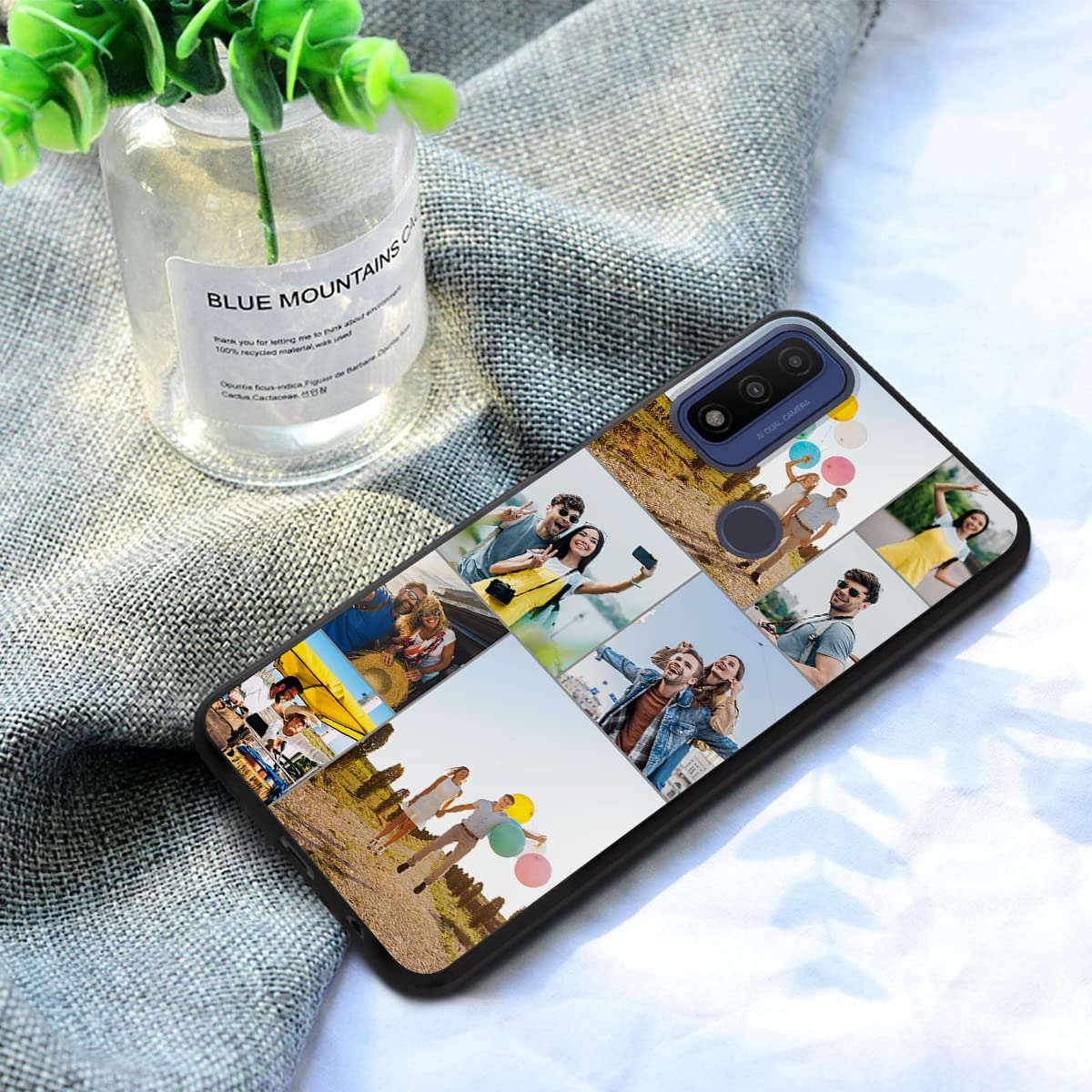 Customized Photo & Text Soft TPU Phone Case for Moto G Pure - Personalized Anniversary Birthday Christmas Gift - Multi-Photo Protective Cover - Black - Perfect for Daily Use, Travel & Special Occasions