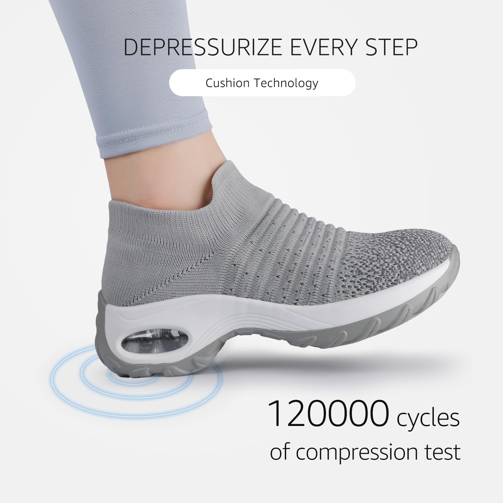 STQ Women's Slip-On Walking Shoes - Breathable Non-Slip Work Sneakers with Air Cushion & Arch Support - Comfortable Orthopedic Shoes for Nurses, Waitresses & All-Day Wear