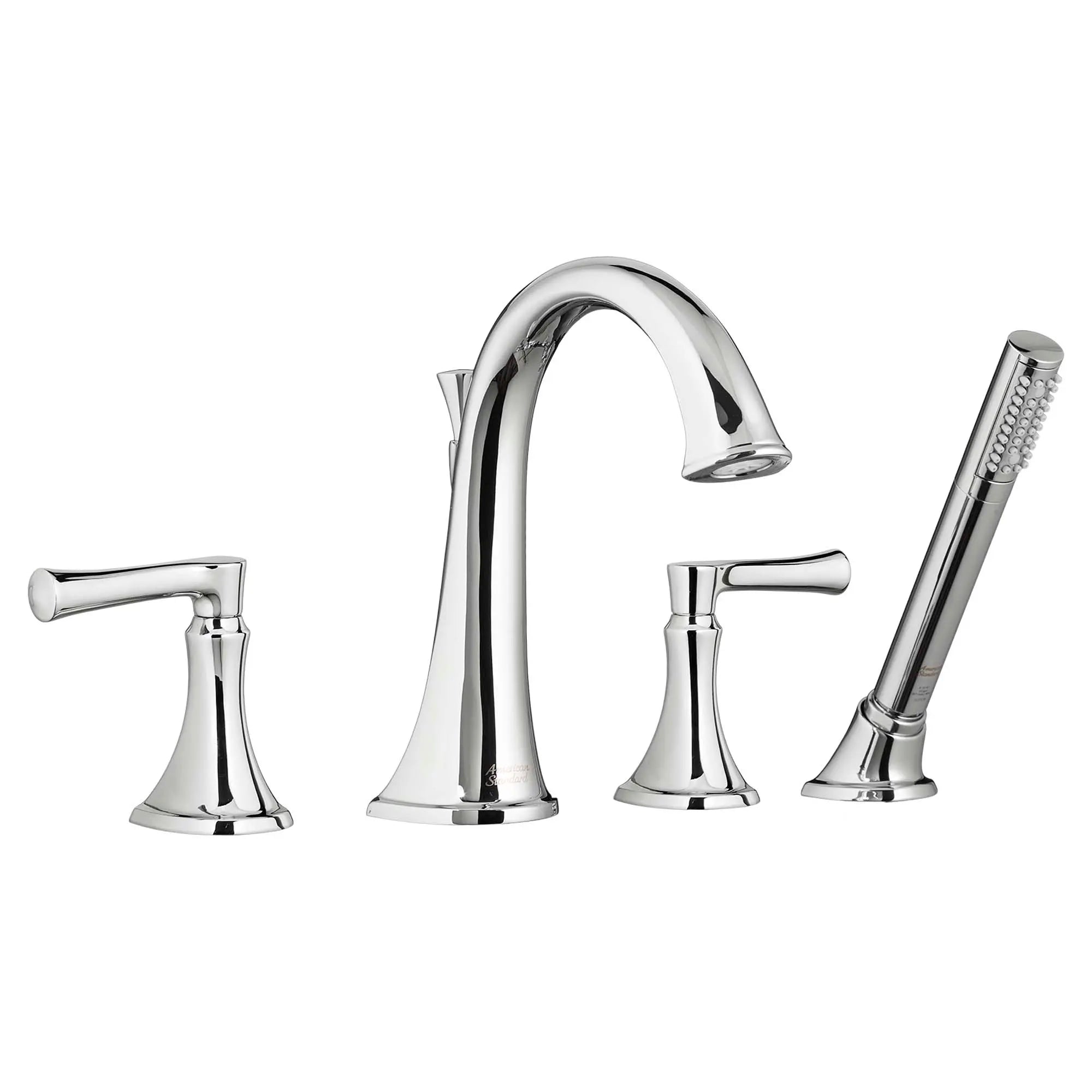 Estate Deck Mount Bathtub Faucet with Hand Shower - 4-Inch Centerset Rough-In Valve with Lever Handle - Perfect for Bathroom Renovations & Modern Home Upgrades