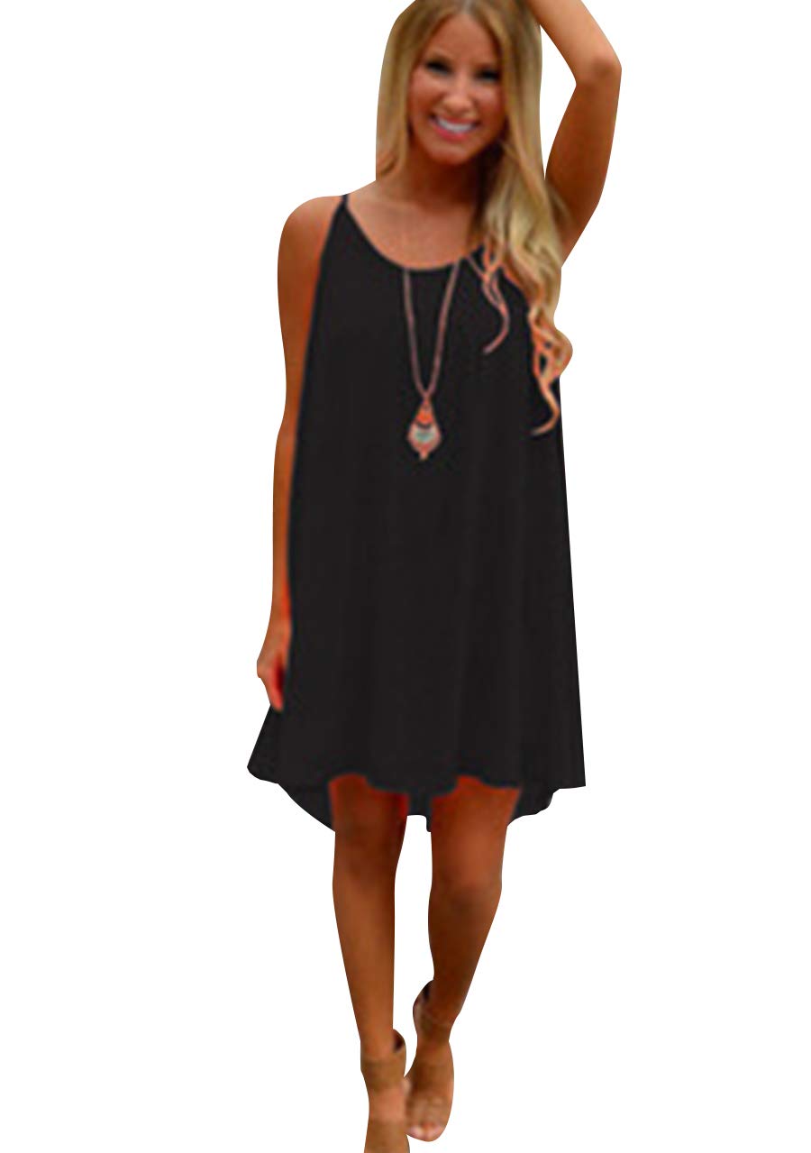 OMZIN Women's Summer Halter Sundress - Sleeveless Spaghetti Strap Chiffon Loose Swing Dress for Beach, Vacation & Casual Wear