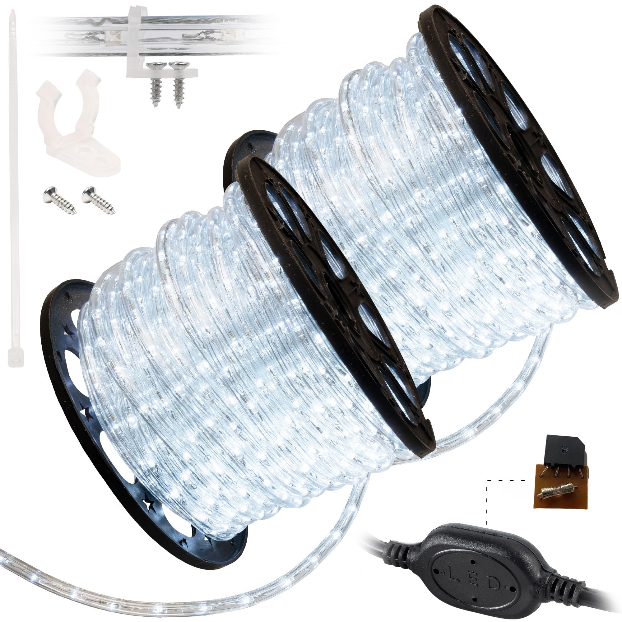 WYZworks 3312LEDs 300ft Outdoor LED Rope Lights - ETL Certified Waterproof, Flexible Connectable Tube for Christmas, Palm Tree & Landscape Lighting (Cool White) | Perfect for Patio, Garden, Pool & Holiday Decor
