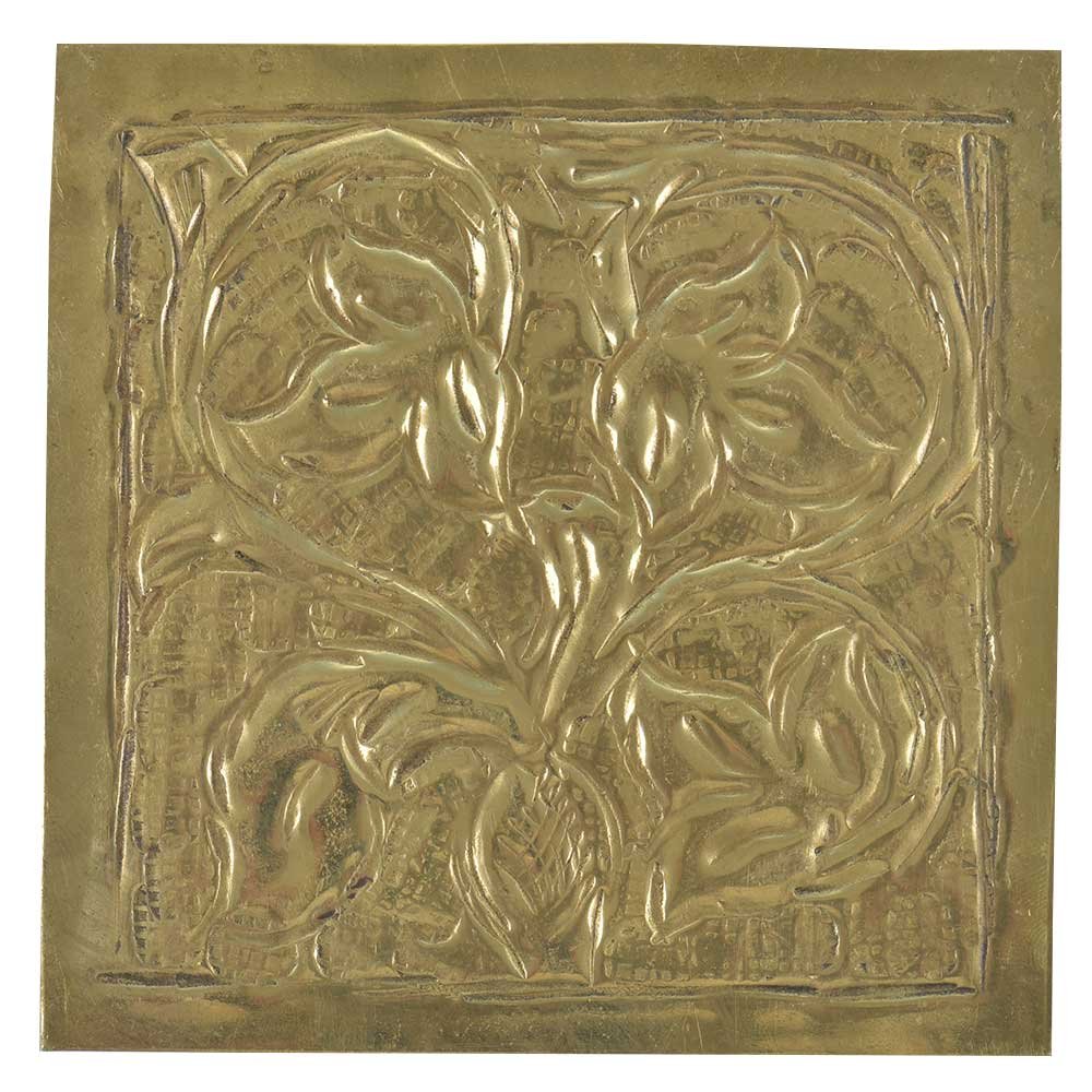 Handmade Vintage Golden Brass Wall Plate with Floral Vine Engravings - Indian Shelf Decor for Home & Office - Perfect for Living Room, Bedroom, or Gift Giving