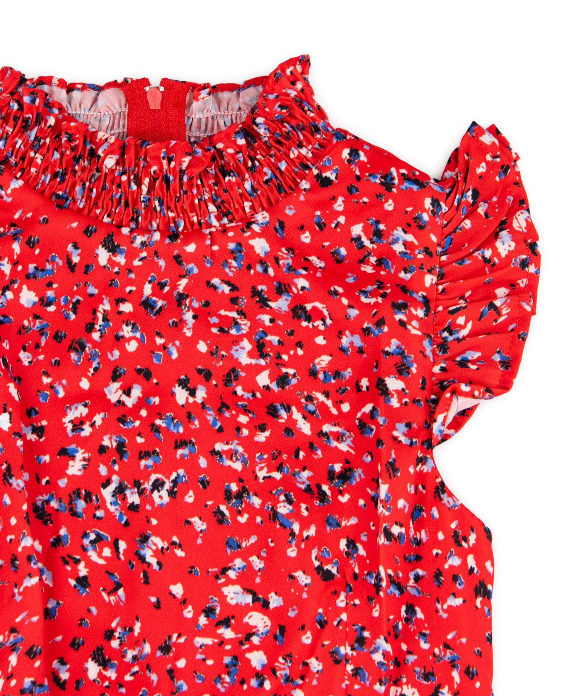 Miss Behave Girls Selena Ruffle Smocked Dress - Red Floral Print Summer Dress for Toddler Girls, Perfect for Birthday Parties, Family Photos & Special Occasions