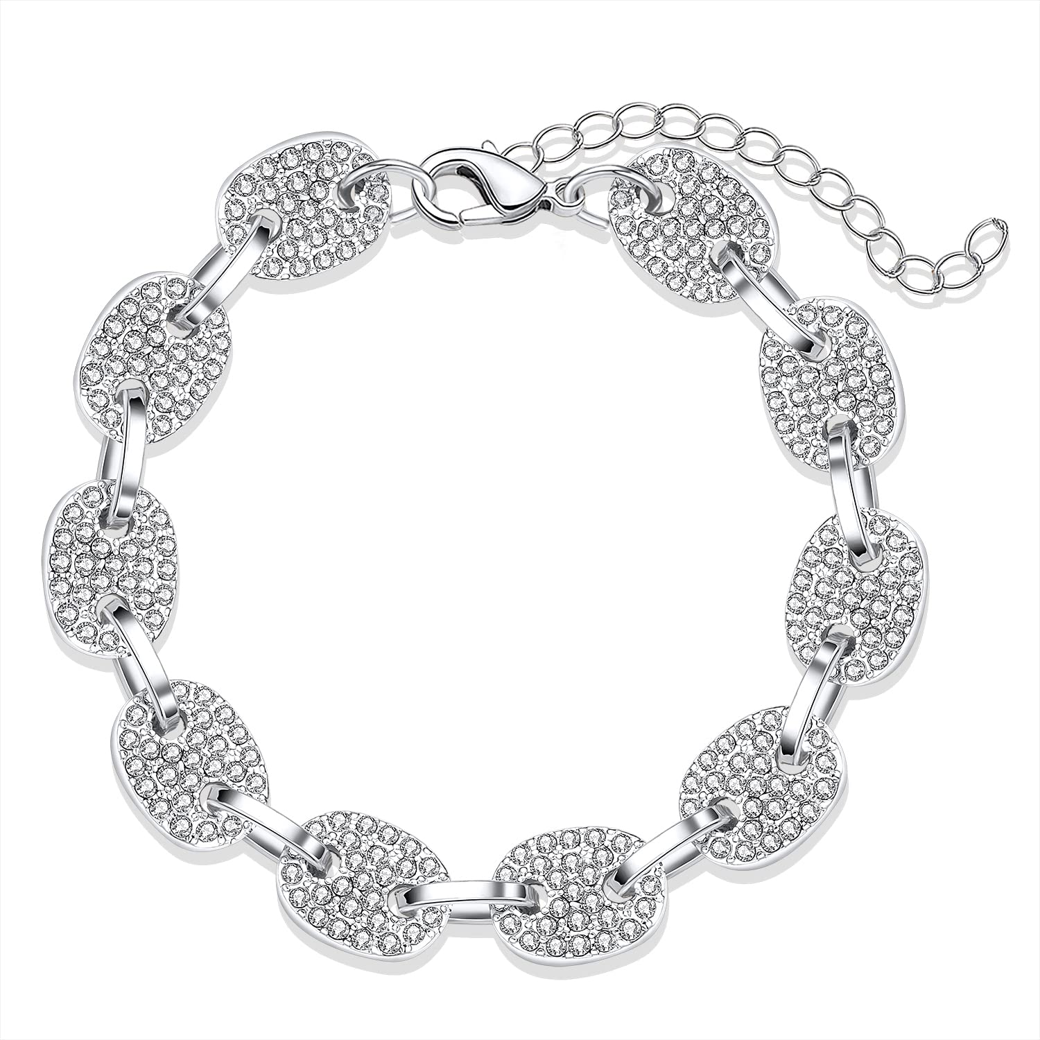 14K Gold & Silver Rhinestone Tennis Bracelet for Women | Sparkly Crystal Diamond Circle Bracelet | Elegant Gift for Her | Perfect for Weddings, Parties & Special Occasions