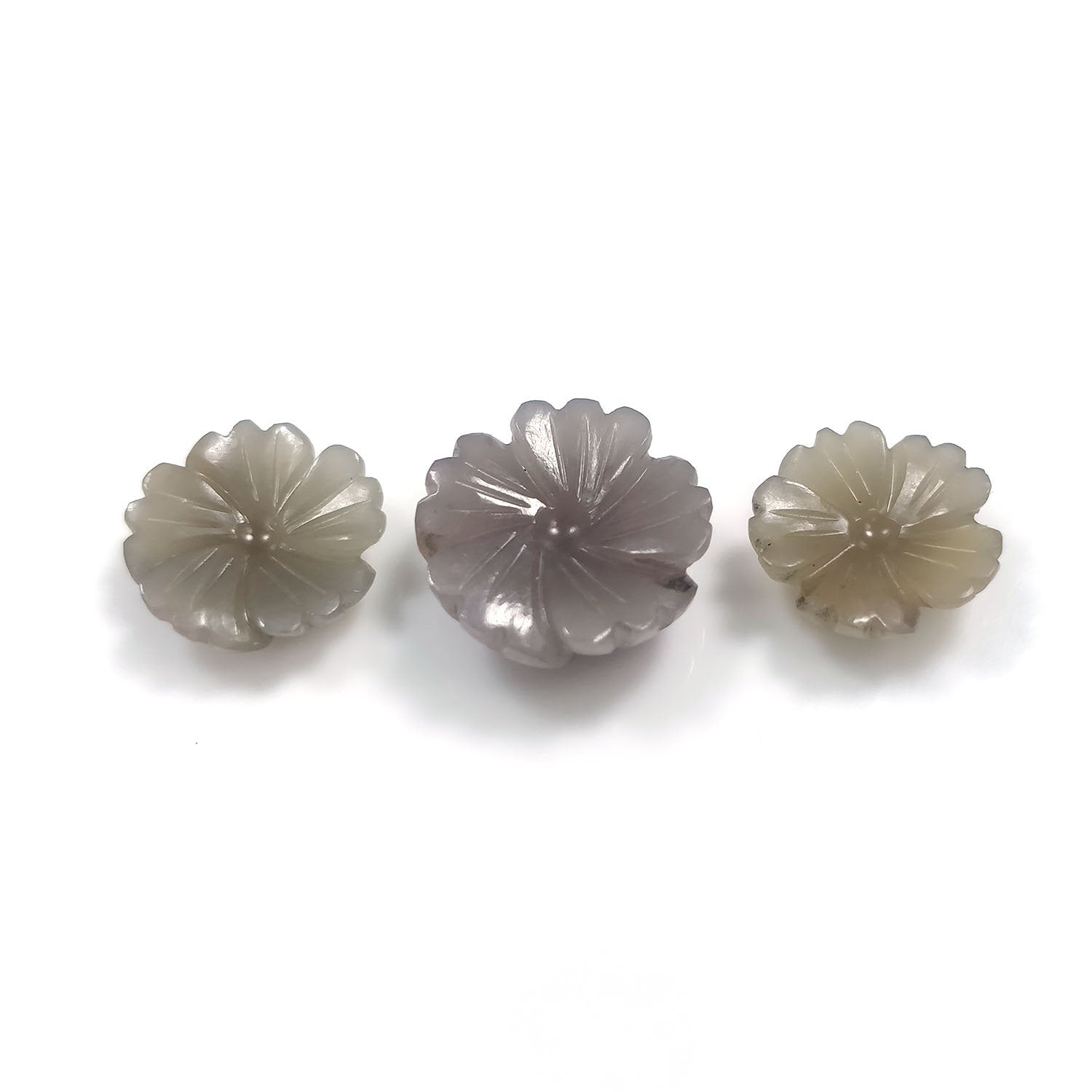Natural Untreated Multi Sapphire Gemstone Carving - 27.50cts Unheated Hand Carved Flower (14mm & 16mm, 3 Pieces) with Video | Perfect for Jewelry Making, Gift Giving & Spiritual Healing