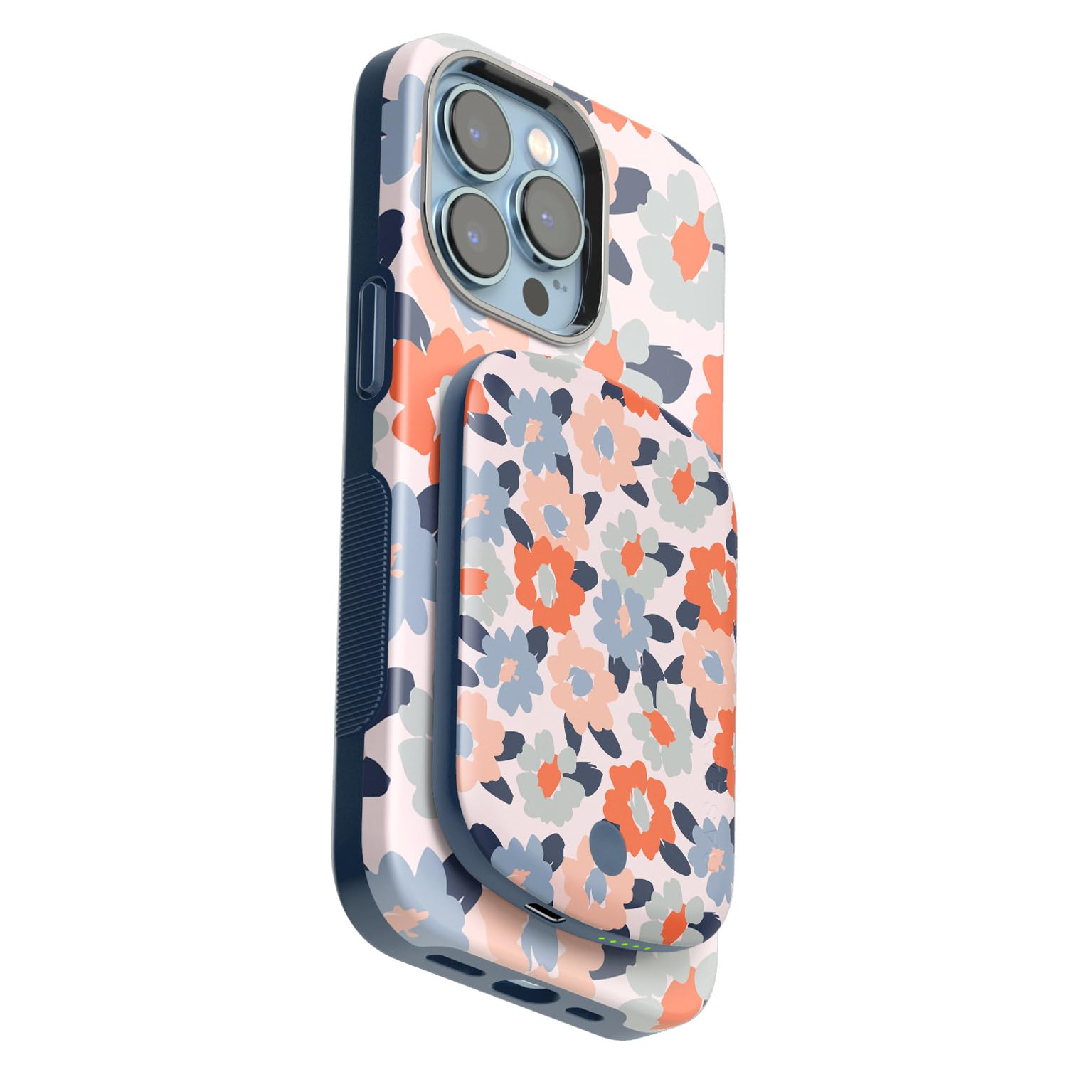 Casely iPhone 13 Pro Bold Case with MagSafe Compatible Power Pod - Pastel Floral Field of Flowers Design | Slim Protective Phone Cover | Perfect for Travel, Work & Everyday Use