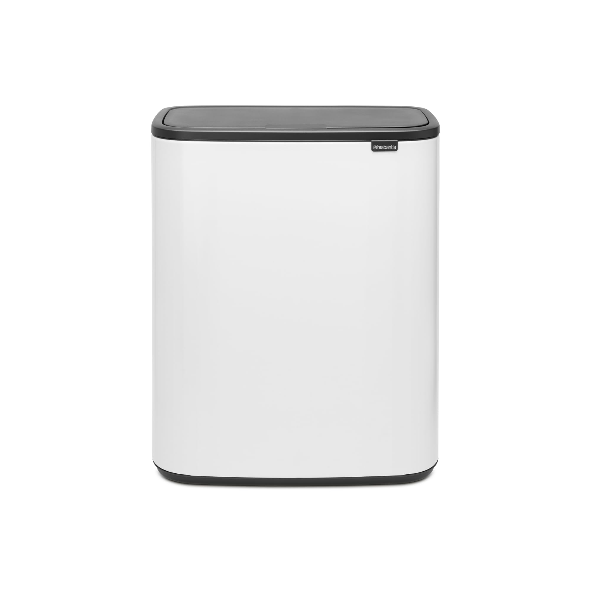 Brabantia Bo Touch Top 16 Gallon Trash Can - Soft Open/Close Kitchen Garbage Bin with Removable Recycling Compartment, White | Perfect for Modern Kitchens & Eco-Friendly Waste Sorting