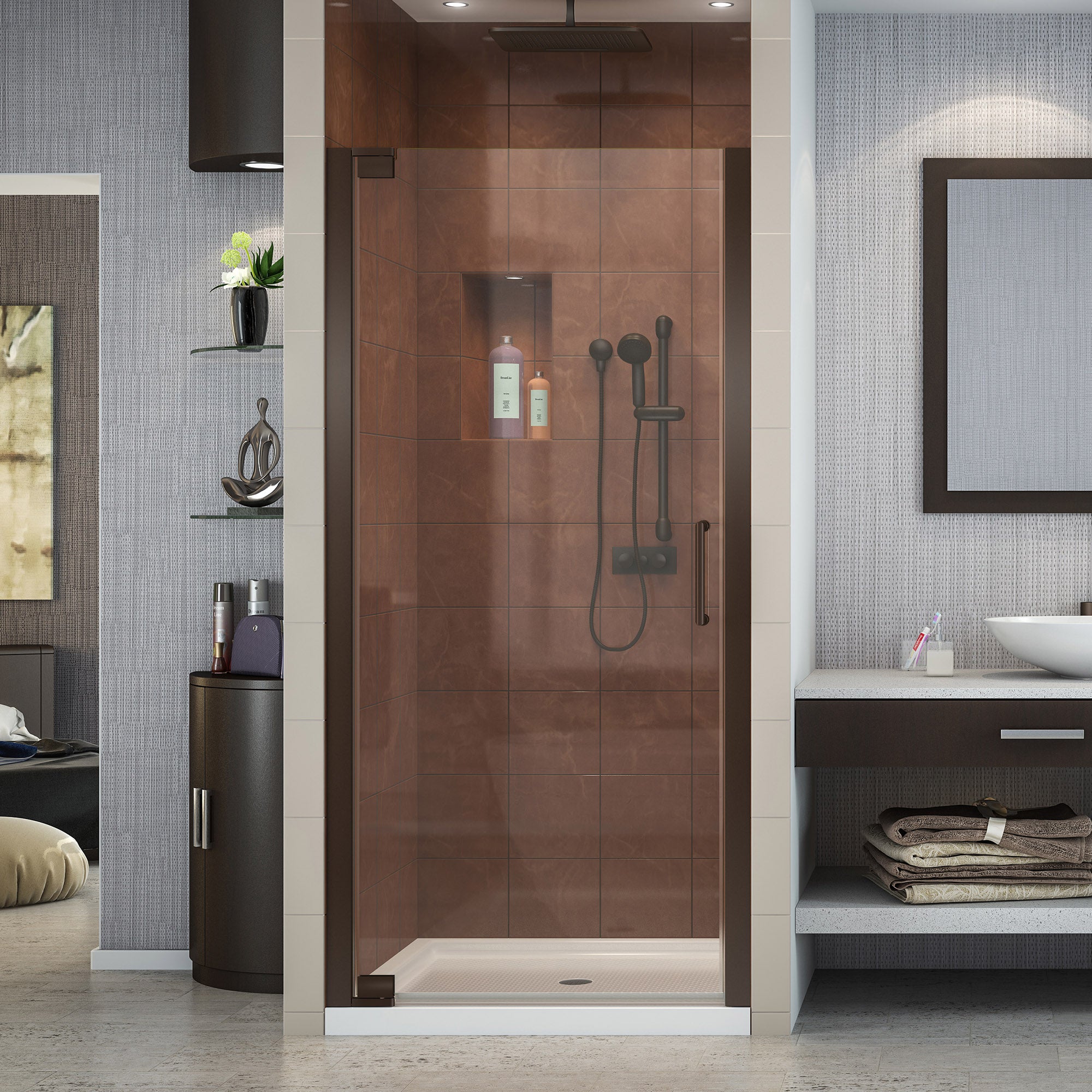 DreamLine Elegance 34-36 Inch W x 72 Inch H Frameless Pivot Shower Door - Modern Bathroom Upgrade for Spa-Like Shower Experience