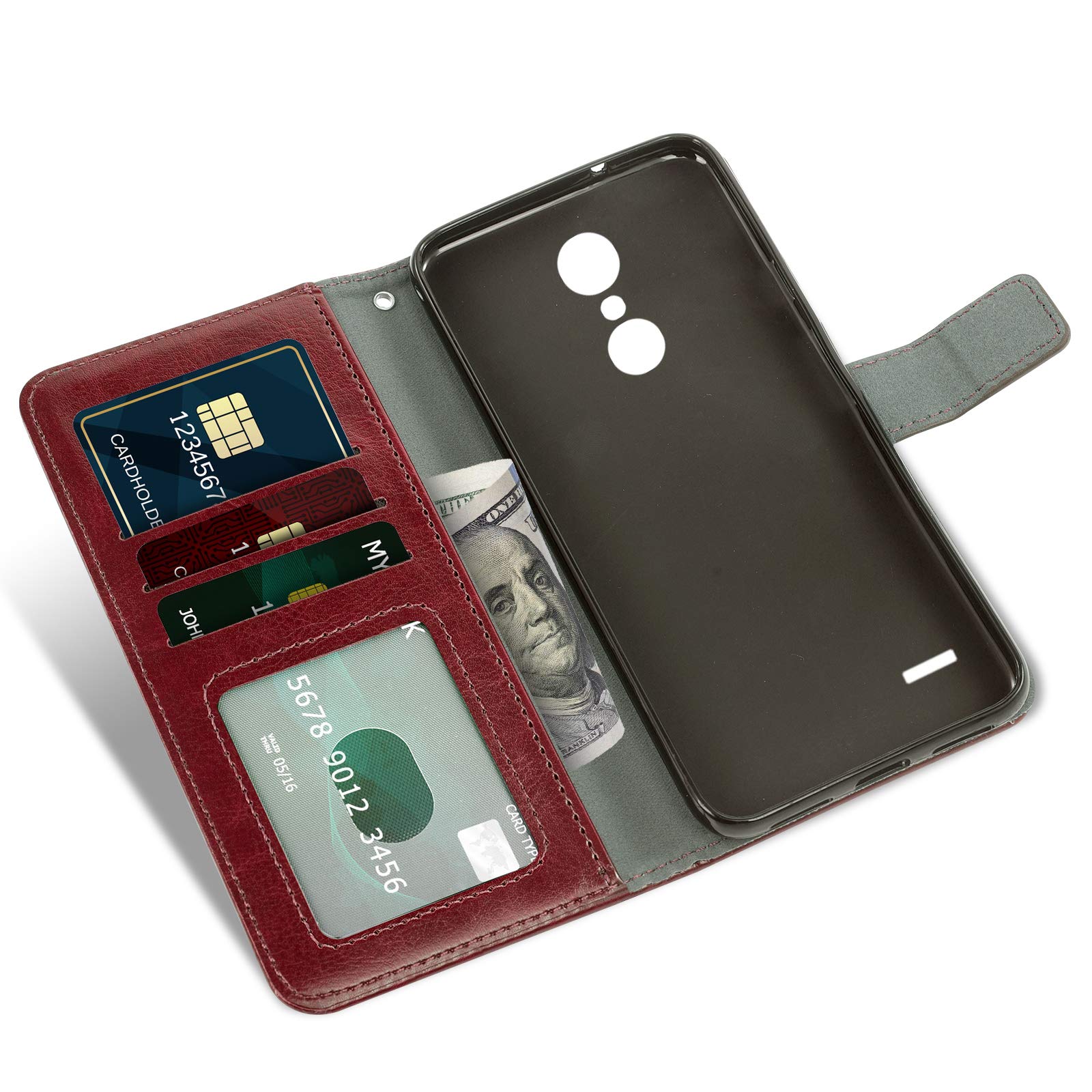 ASUWISH Wallet Case for LG Aristo/K8 2017/Phoenix 3/Fortune/Rebel 2 LTE/Risio 2/K4 2017/LG LV3 - Brown Leather Card Holder Stand with Tempered Glass Screen Protector | Perfect for Everyday Use, Travel & Business Meetings