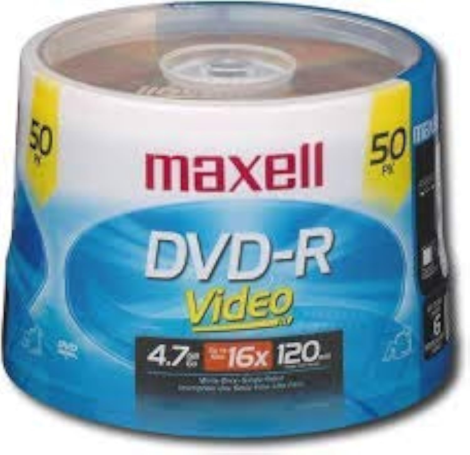 Maxell DVD-R Video Discs 4.7GB 120 Minutes 50-Pack - High-Quality Blank DVDs for Home Movies, Data Backup & Media Storage