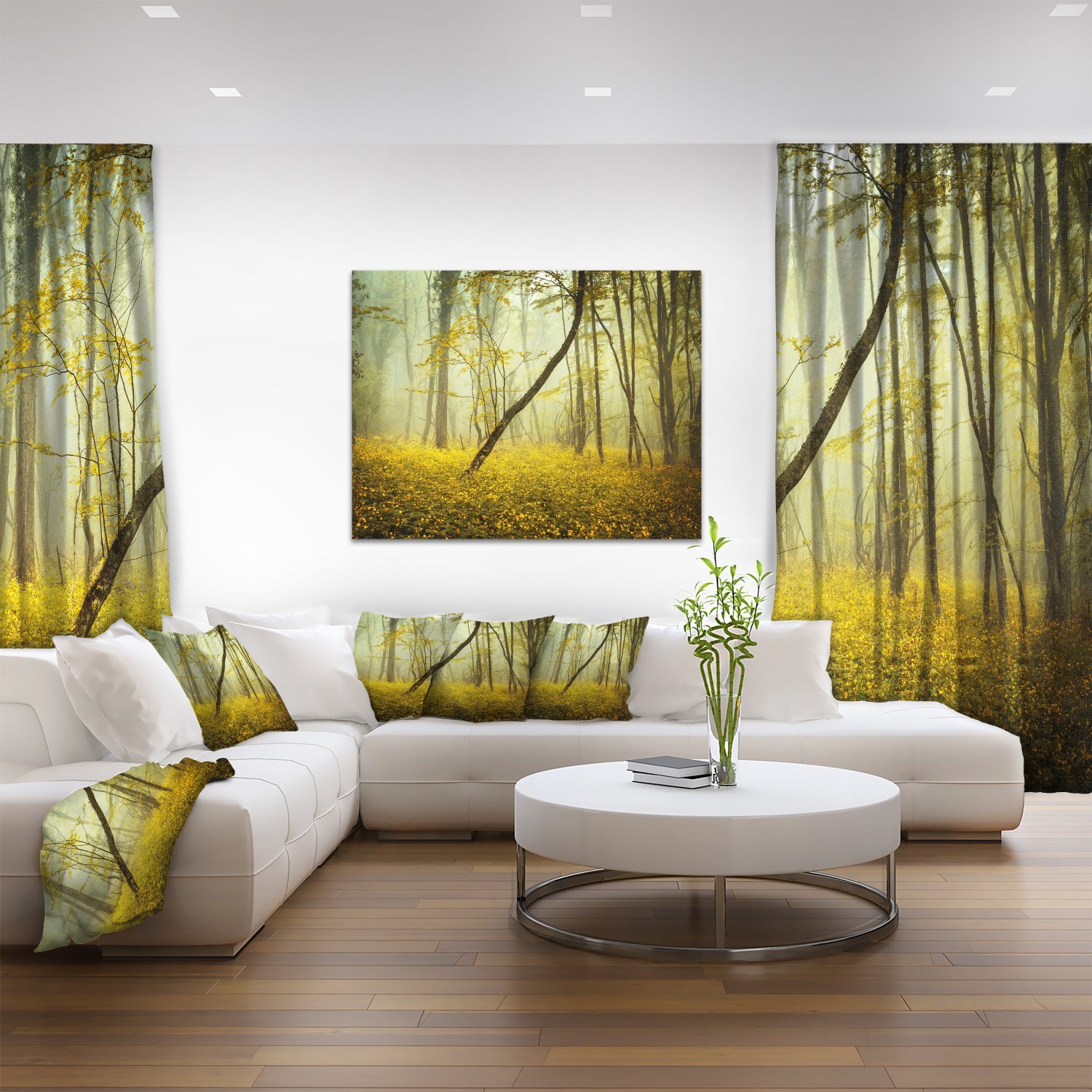 Yellow Flower Forest Landscape Canvas Print - Nature Wall Art for Living Room, Bedroom & Office Decor