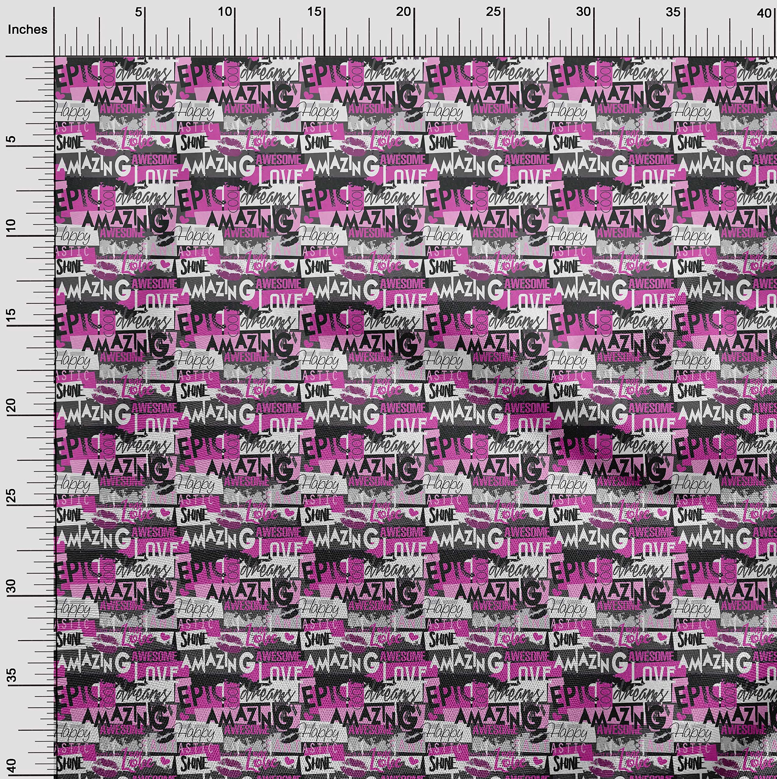 oneOone Silk Tabby Pink Fabric - 42 Inch Wide Writing Font Dress Material for DIY Sewing, Quilting & Craft Projects | Perfect for Dresses, Scarves & Home Decor