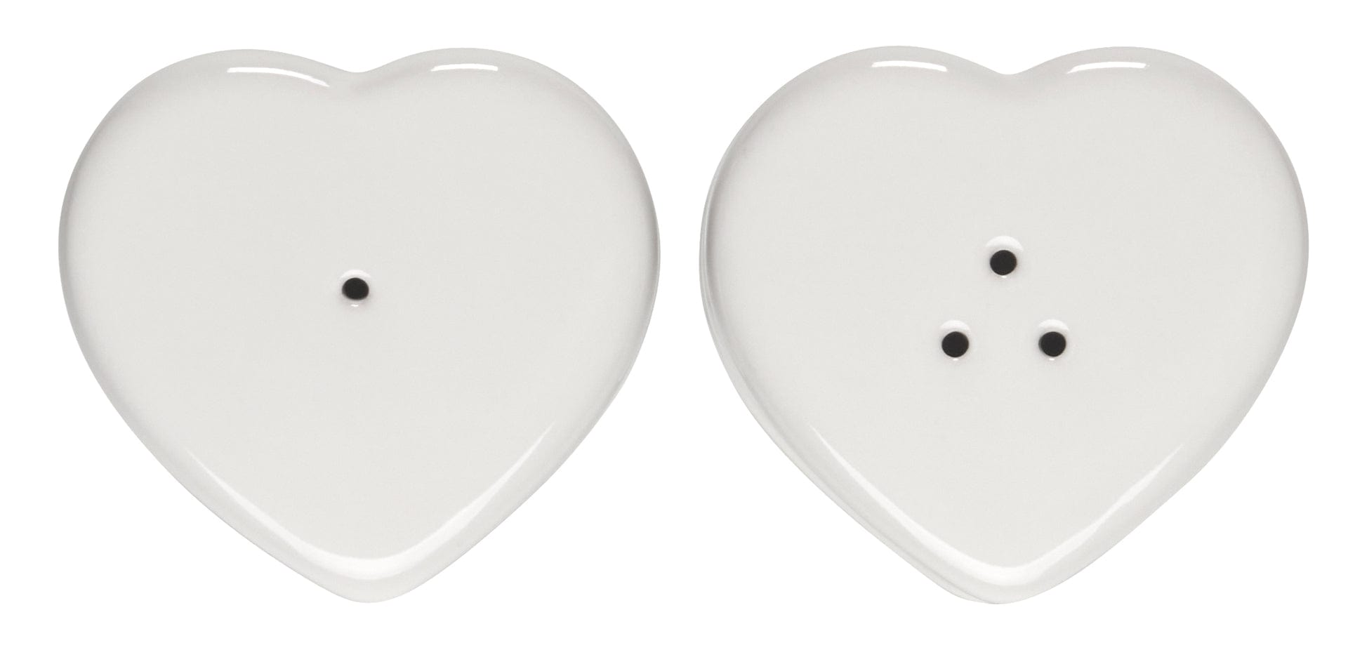 Le Creuset Heart-Shaped Salt and Pepper Shaker Set - 2-Piece White Ceramic Kitchen Spice Dispensers for Valentine's Day Gifts & Romantic Dinner Table Decor