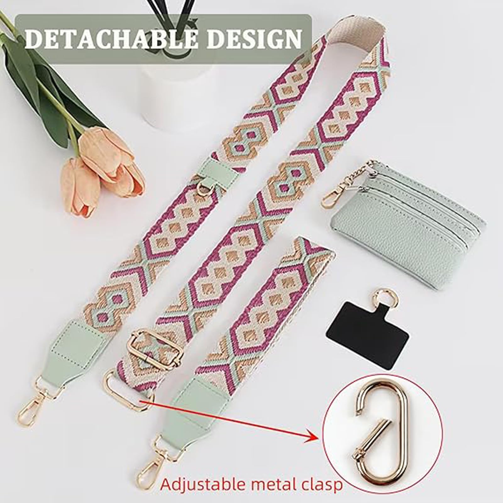 Adjustable Crossbody Phone Lanyard with Leather Wallet - Detachable Phone Strap for Women & Men - Universal Fit for All Smartphones - Perfect for Travel, Shopping & Hands-Free Convenience