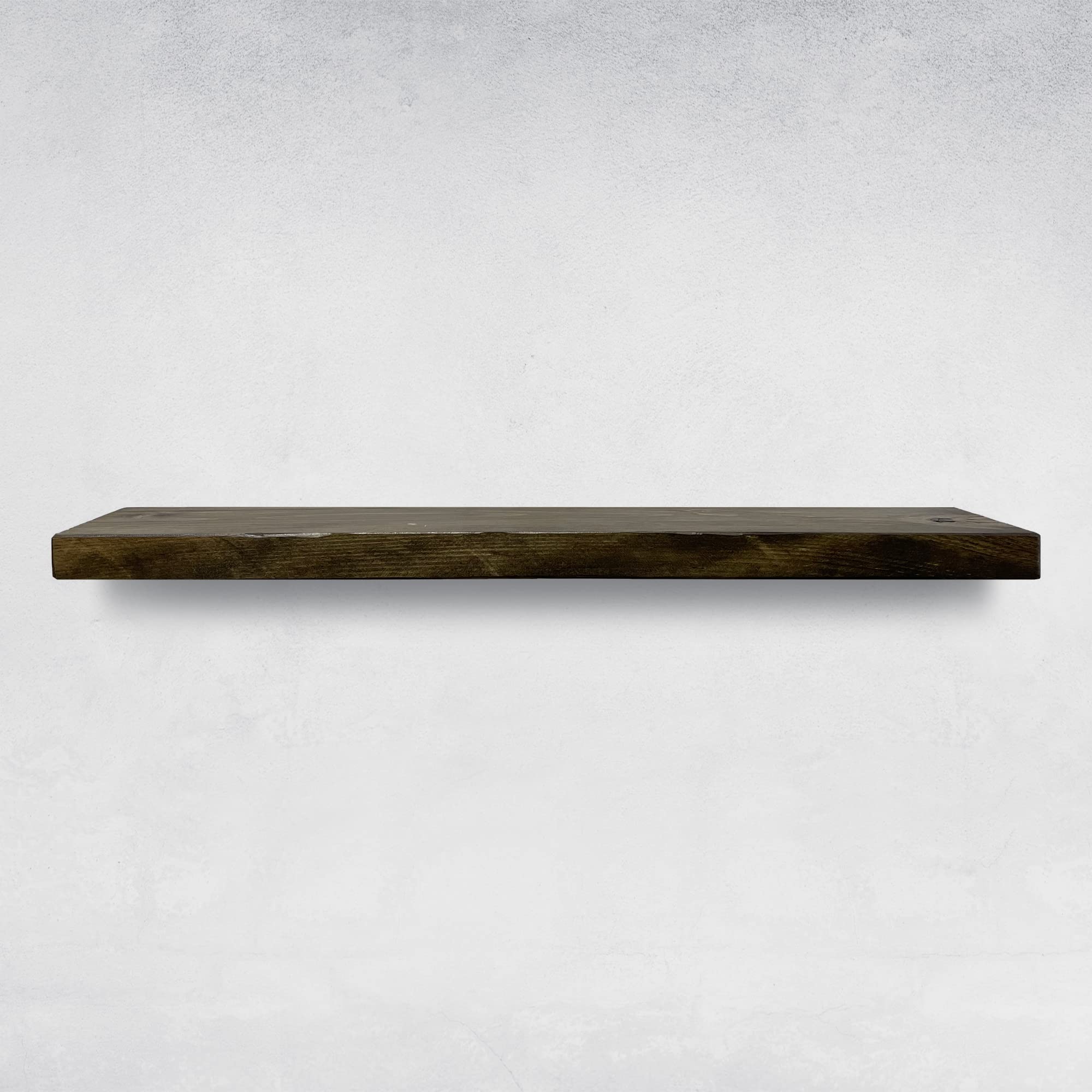 URBANDI Rustic Floating Shelves - Set of 2 Solid Wood Wall Shelves with Hidden Brackets, Heavy Duty 48Wx8D (Dark Brown) - Perfect for Living Room Decor, Bathroom Storage & Kitchen Organization