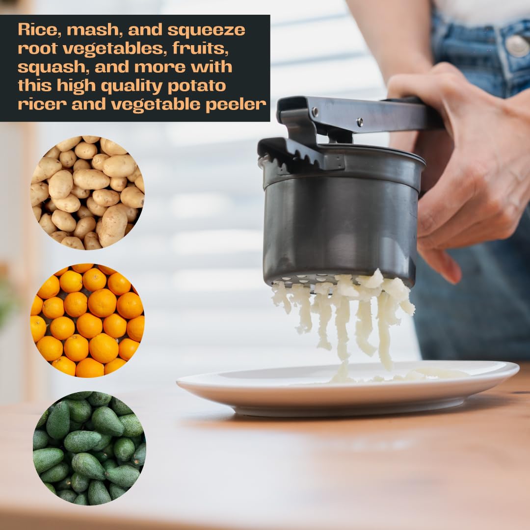Stainless Steel Potato Ricer - Durable Kitchen Tool for Mashing & Grating Potatoes - Perfect for Mashed Potatoes, Baby Food & Baking - by Kovilo