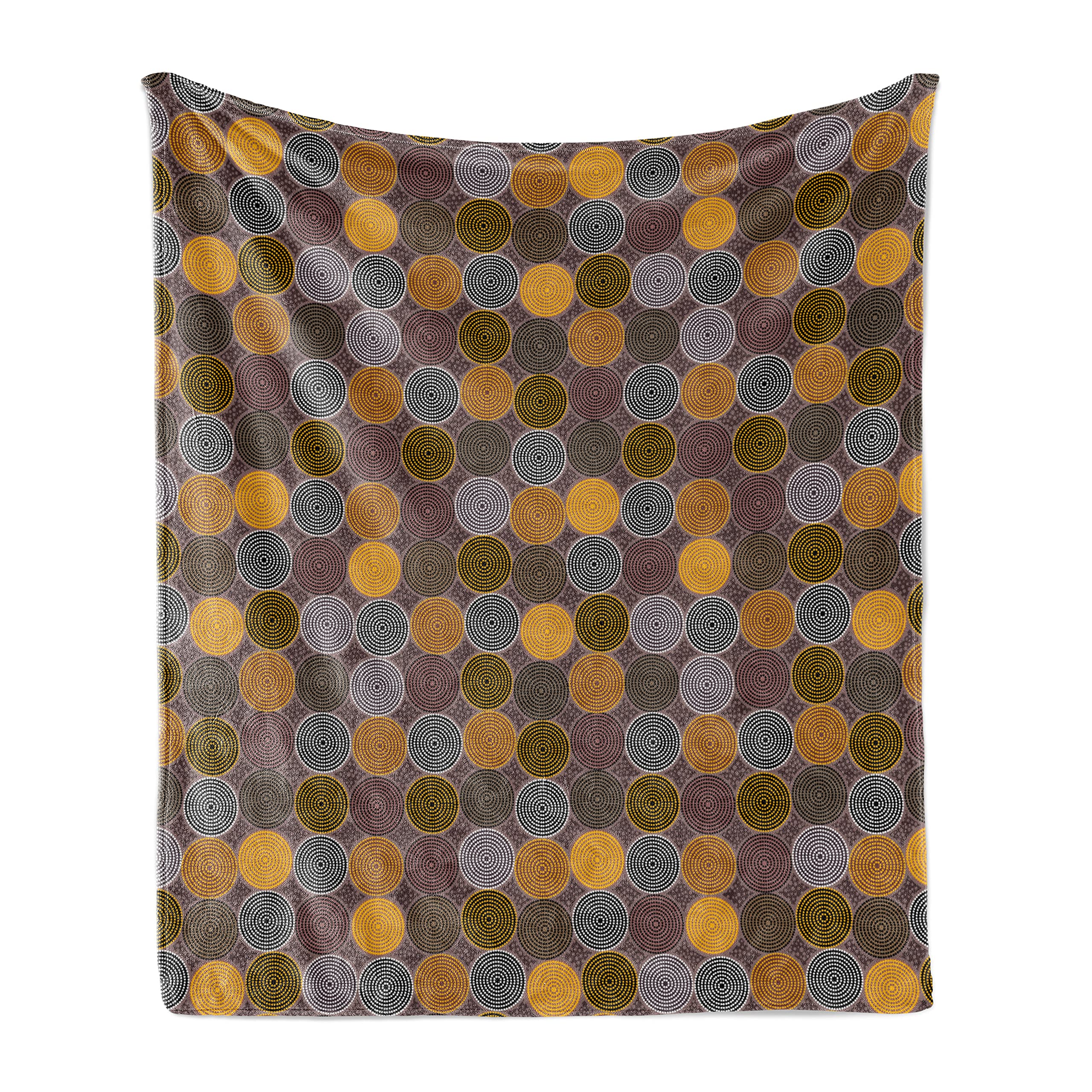 Ambesonne Aboriginal Throw Blanket - Soft Flannel Fleece Abstract Dotted Design with Folkloric Patterns, 60