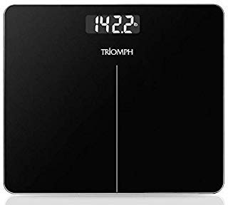 Triomph Digital Smart Bathroom Scale with BMI Tracking & Bluetooth App Sync - High Precision Step-On Technology, 400LB/180KG Capacity - Black | Ideal for Home Gym, Weight Loss Tracking & Health Monitoring