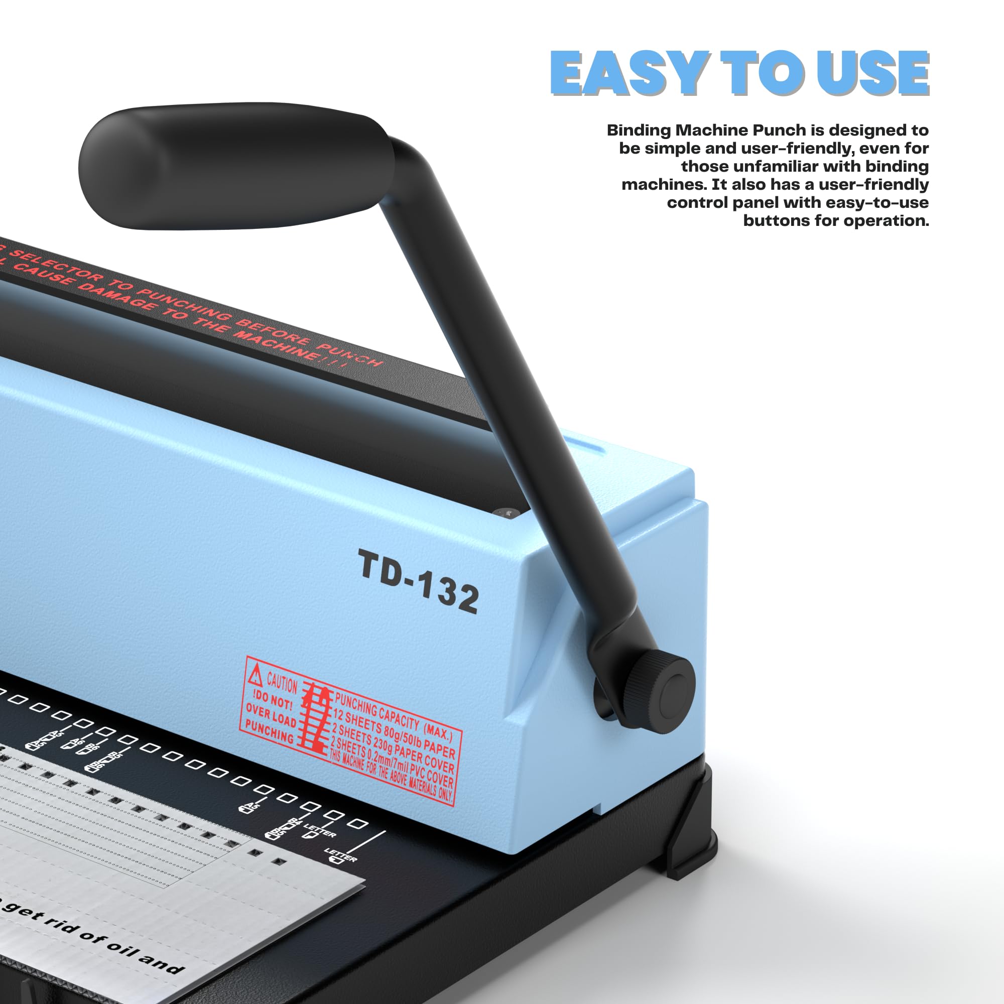 Premium Spiral Binding Machine - Manual Coil Binder for 12 Sheet Punching & 120 Sheet Binding (TD-132) | Perfect for Office Documents, School Projects, and DIY Bookbinding