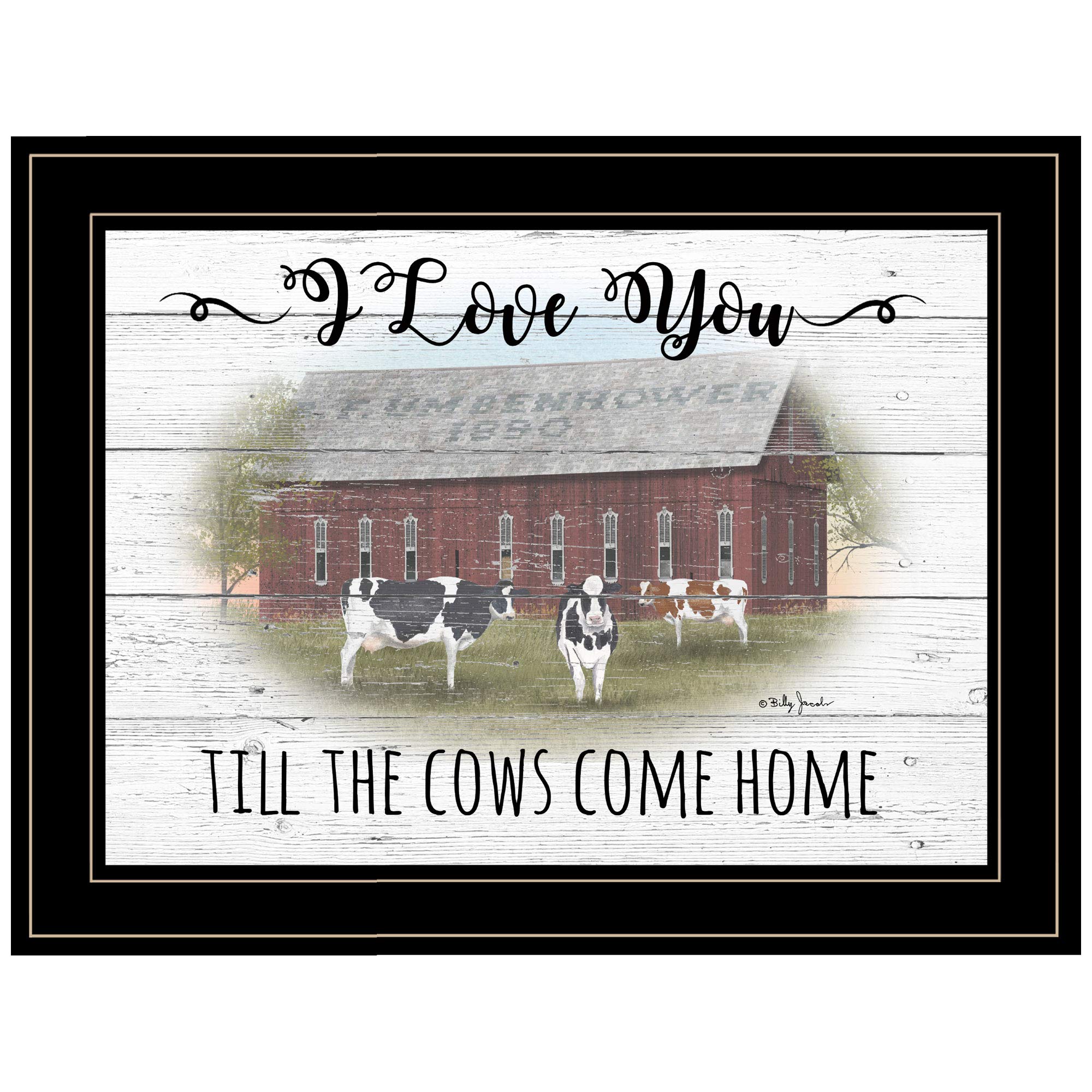 I Love You Till The Cows Come Home Farmhouse Wall Art - 19x15 Inch Rustic Brown Wooden Sign - Perfect for Living Room, Bedroom & Country Home Decor