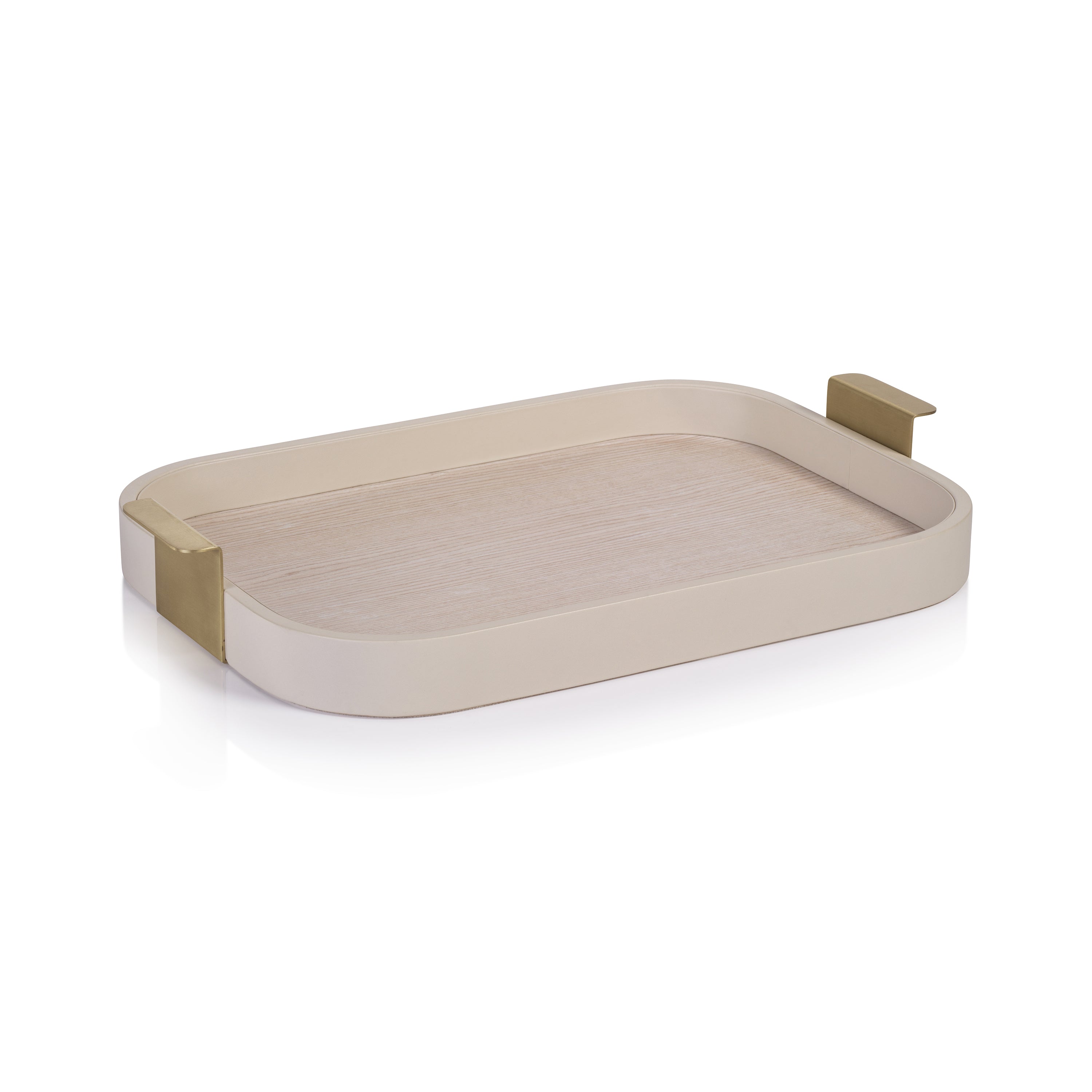Premium Córdoba Leather Tray with Matte Gold Handle - Medium Size Organizer for Jewelry, Watches & Keys | Perfect for Home Decor & Office Desk Organization