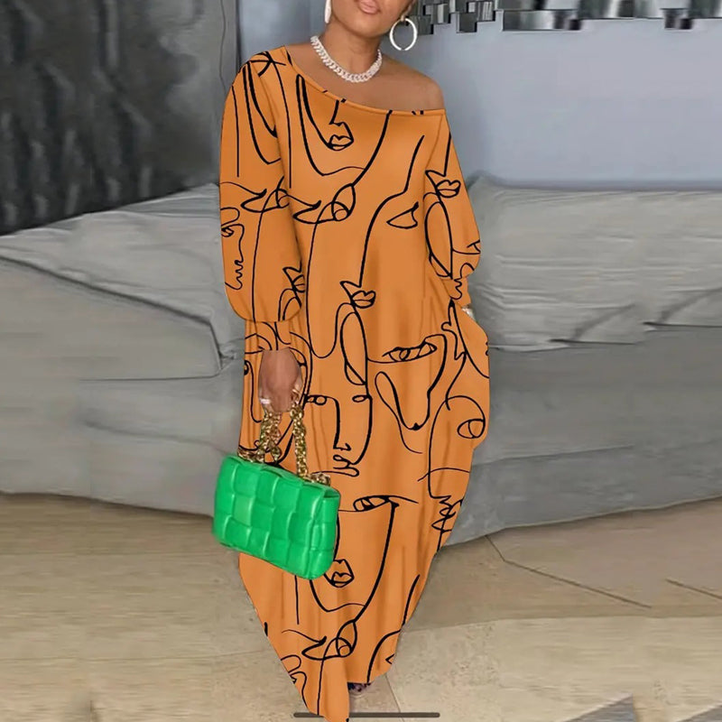 Trendy Printed Sloping Neck Dress for Women | Fashionable & Comfortable Outfit for Parties, Dates & Casual Wear