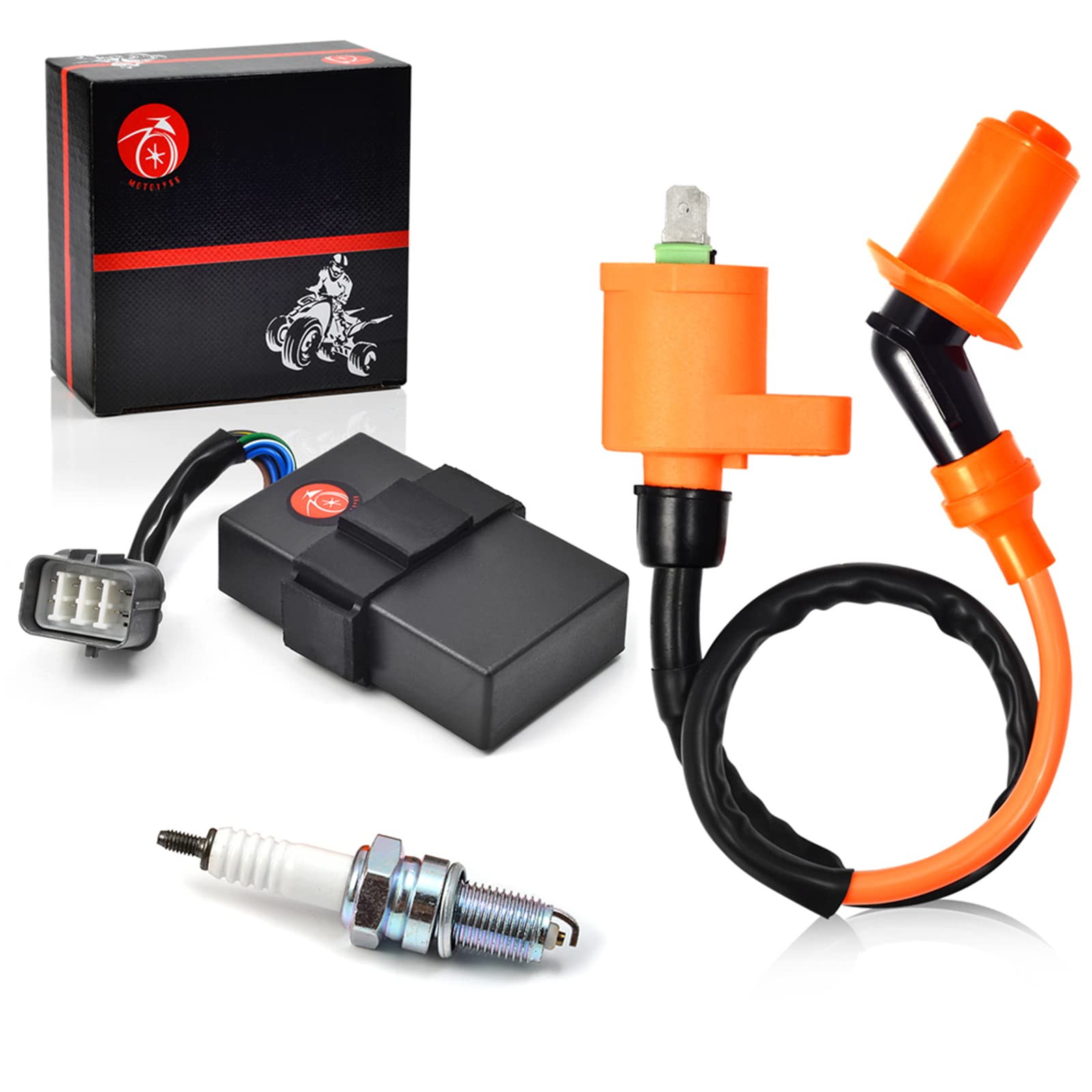 Honda FourTrax 300 TRX 300 TRX 300FW CDI Box & Ignition Coil Spark Plug Kit (1998-2000) - Compatible with 2x4 & 4x4 Models - Replaces 30400-HM5-506 & 30410-HM5-A11 - Perfect for ATV Off-Roading & Engine Performance Upgrades