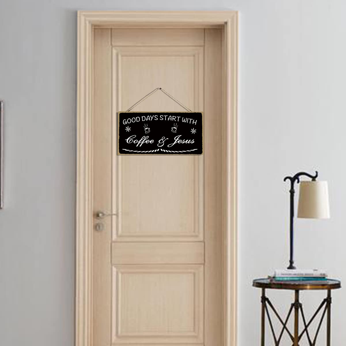 Wooden Coffee Wall Art - 'Good Days Start with Coffee' Sign for Kitchen & Home Decor