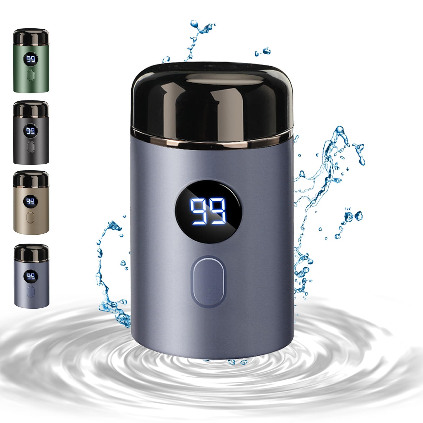 2025 Upgraded Mini Portable Electric Shaver - USB C Rechargeable with LED Power Display - Compact Travel & Car Trimmer for Men - Home & Office Grooming Essential (Blue)