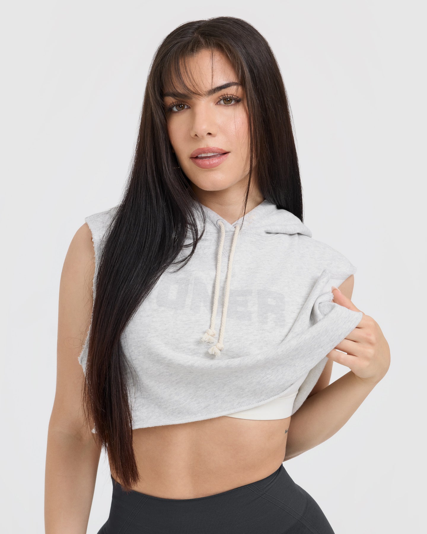 Raw Lounge Sleeveless Crop Hoodie for Women - Light Grey Marl | Summer Streetwear, Gym Wear & Casual Outfits