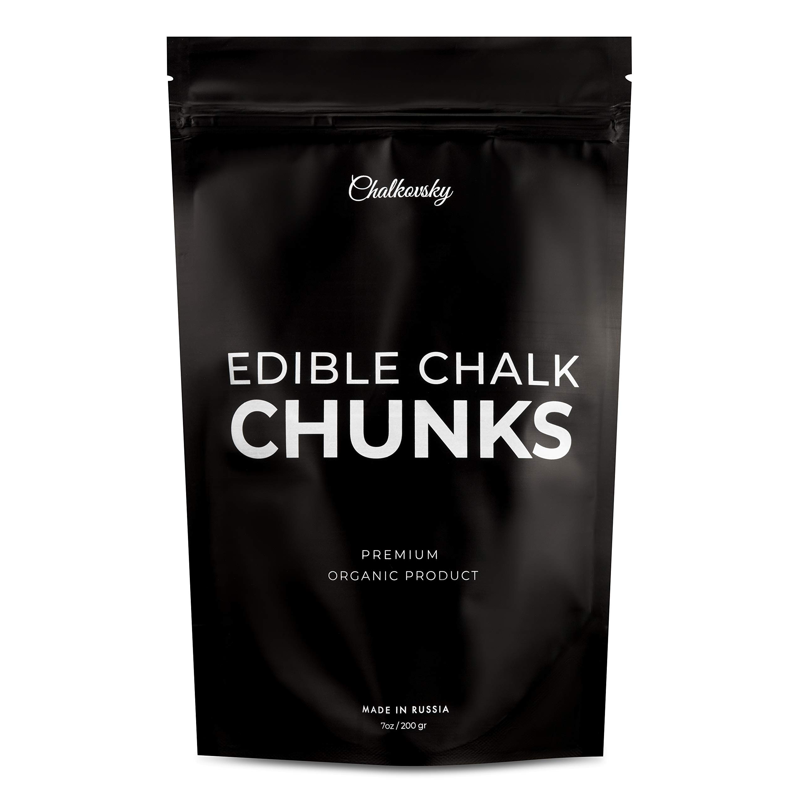 Organic Edible Chalk for Bone Strength - Natural Crunchy Russian Chalk Chunks - Zero Additives, No Impurities - White 7oz (200g) - Perfect for Pregnancy Cravings, Calcium Supplement & Unique Snacking Experience