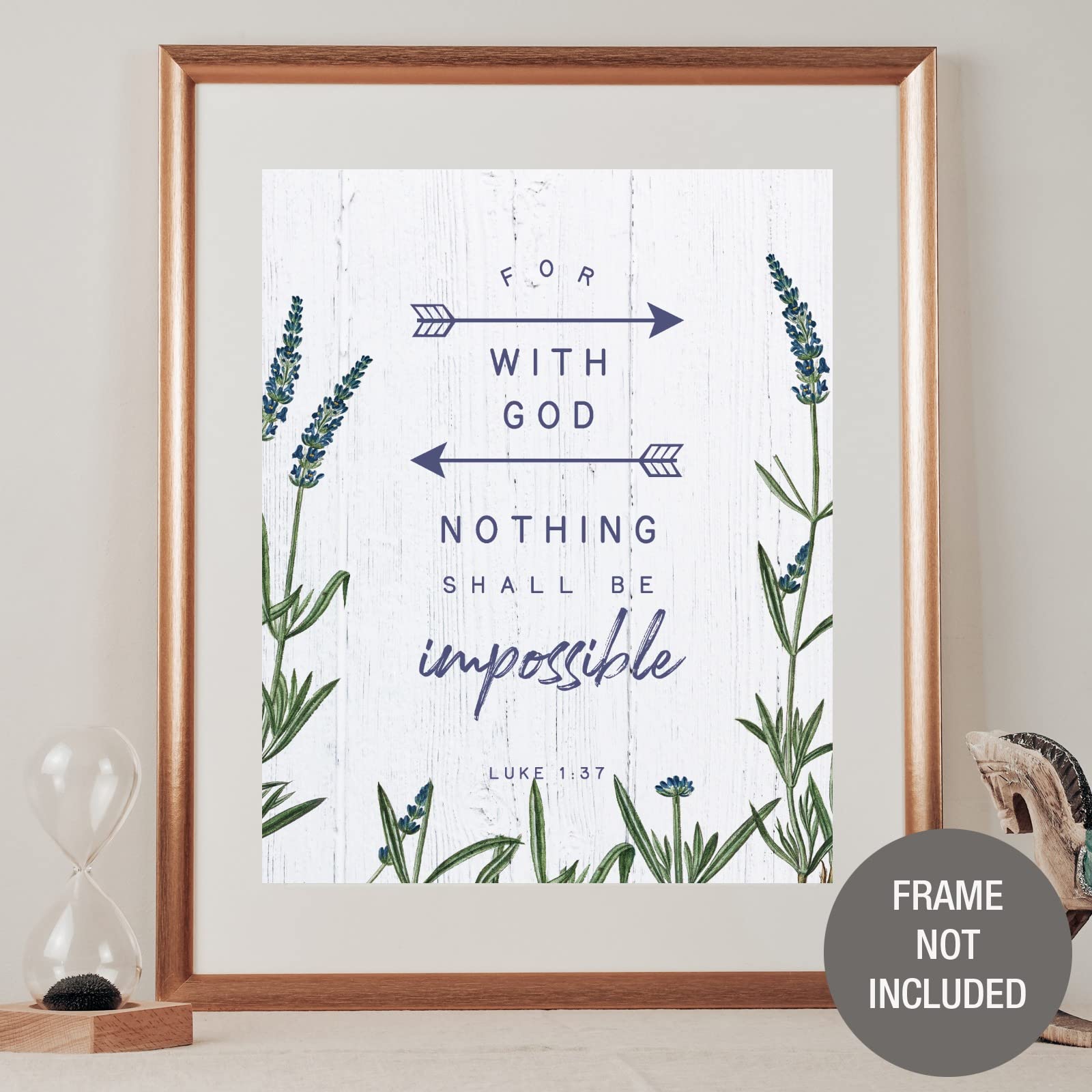 Religious Wall Art Print - Bible Verse Luke 1:37 (8