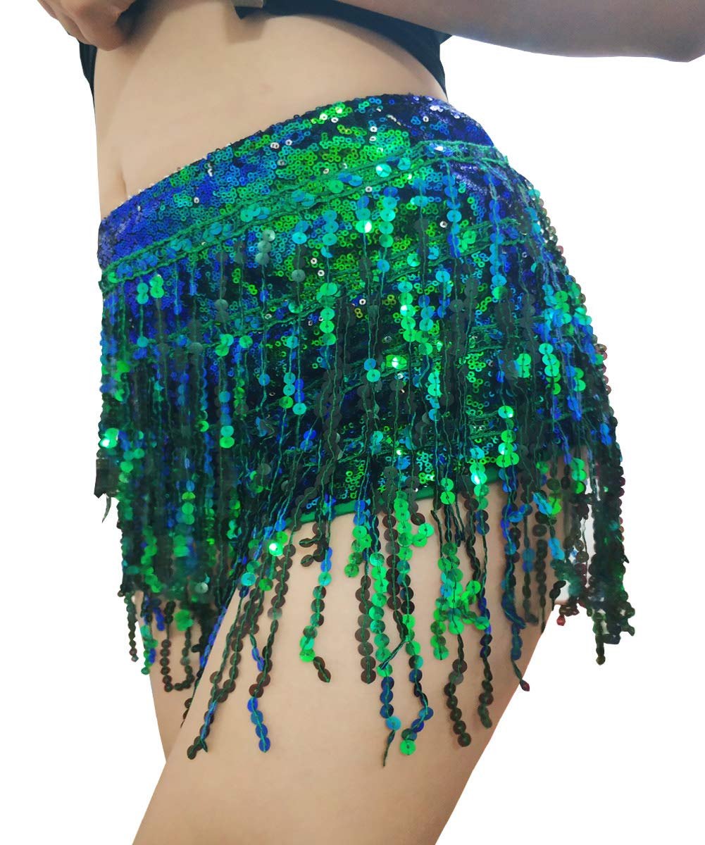 Yollmart Women's Sparkly Sequins Tassel Skirts - Party Shorts for Booty Dance, Music Festivals & Night Out - Perfect for Clubwear, Rave Outfits & Dance Performances