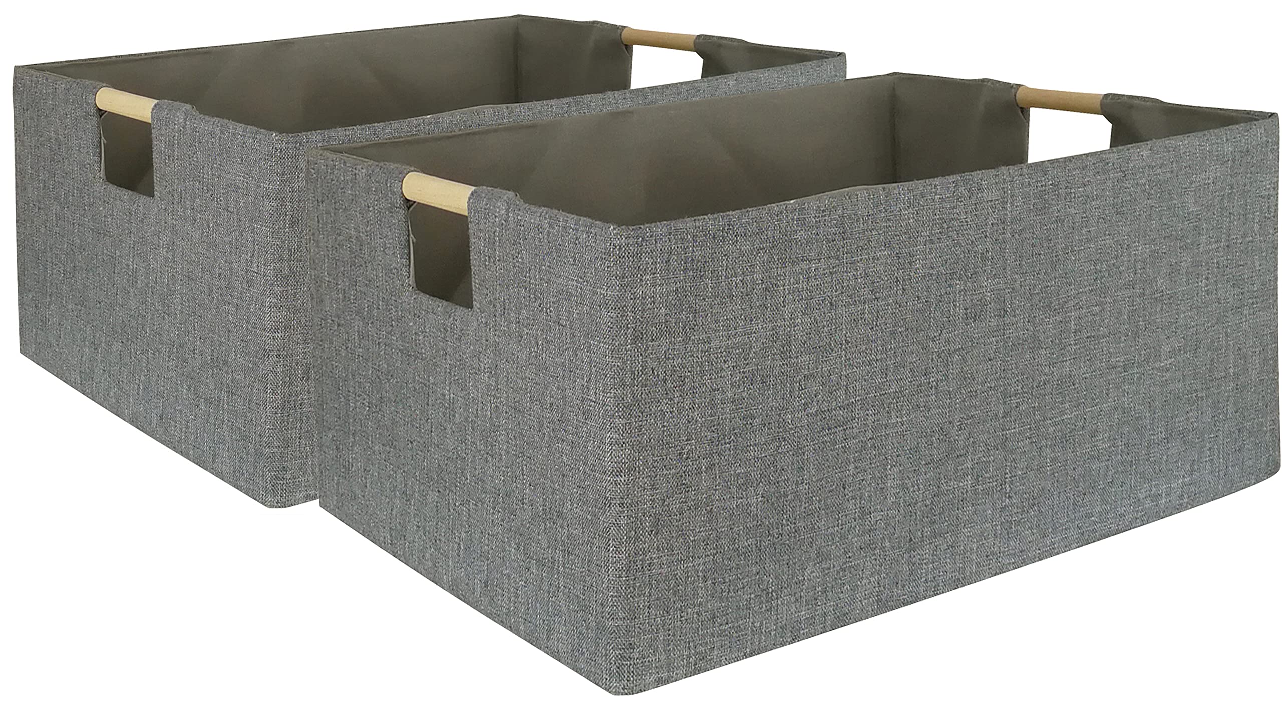 Foldable Storage Bins with Handles - Gray Rectangle Closet Baskets & Shelves Organizers for Home, Office, Car, Dorm Room | Perfect for Clothes, Toys, Books & Household Items Storage