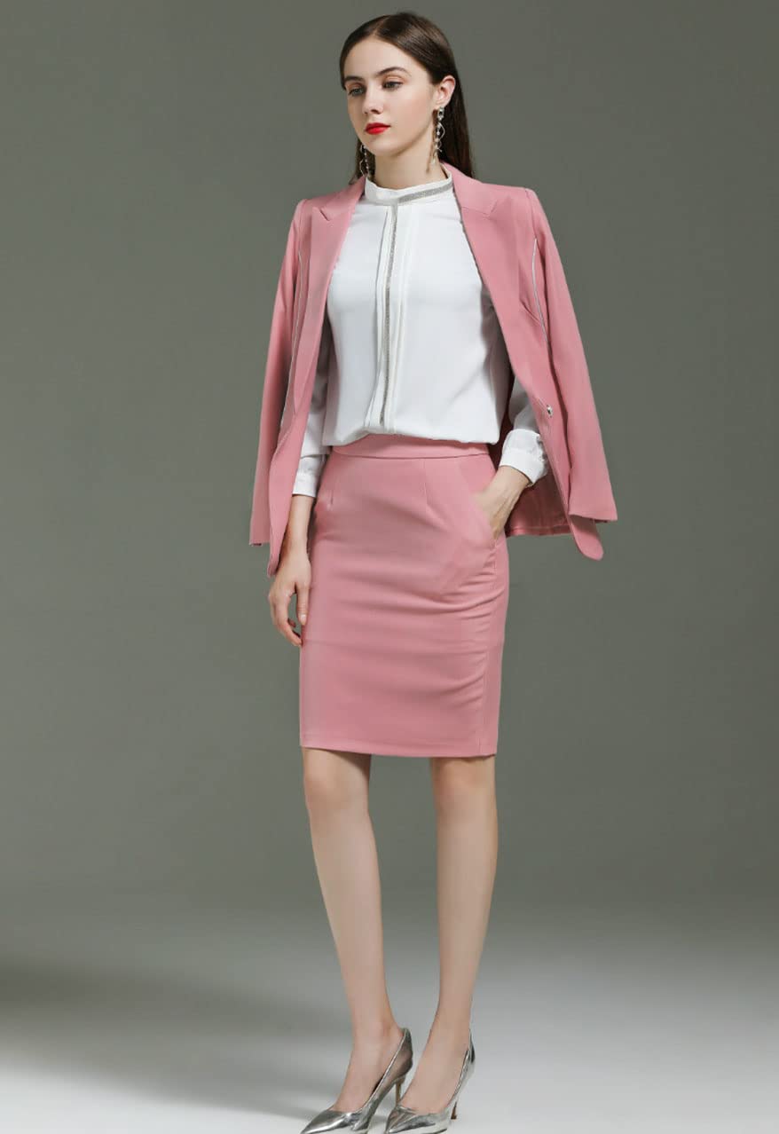 Professional Women's 2-Piece Suit Set - One Button Blazer & Pencil Skirt for Office & Business Attire | Perfect for Corporate Meetings, Interviews & Formal Work Events