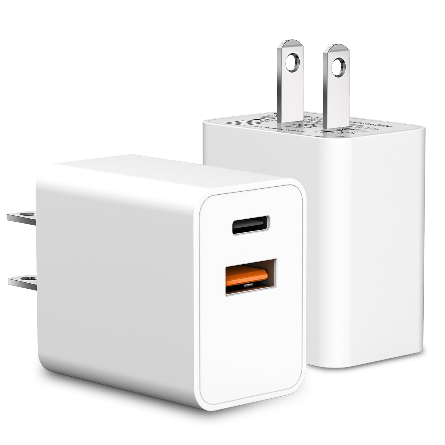 2-Pack 20W USB C Fast Charger Block, Cysfakun PD Dual Port Wall Charger - Compatible with iPhone 15/14/13/12/11/Pro Max, Apple Watch Series 8/7/6, Samsung Galaxy S23/S22/S21 - Perfect for Travel, Office & Home Charging