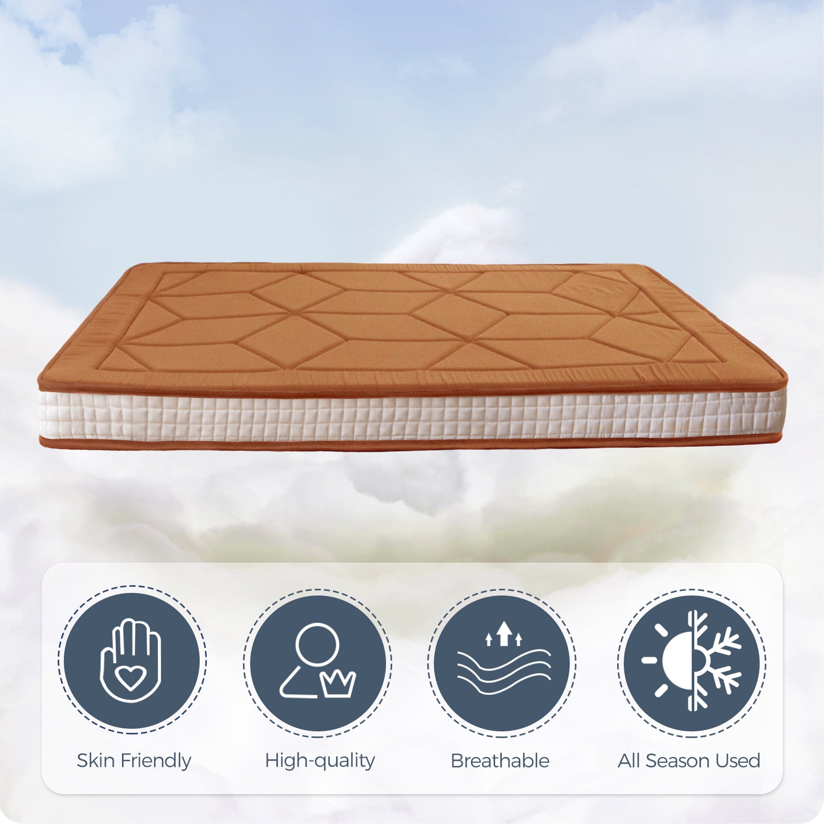 MAXYOYO 6-Inch Extra Thick Floor Futon Mattress - Geometric Diamond Quilted Bed Mattress Topper for Guest Bed, Dorm Room & Small Space Living | Foldable Floor Cushion for Sleeping, Lounging & Meditation